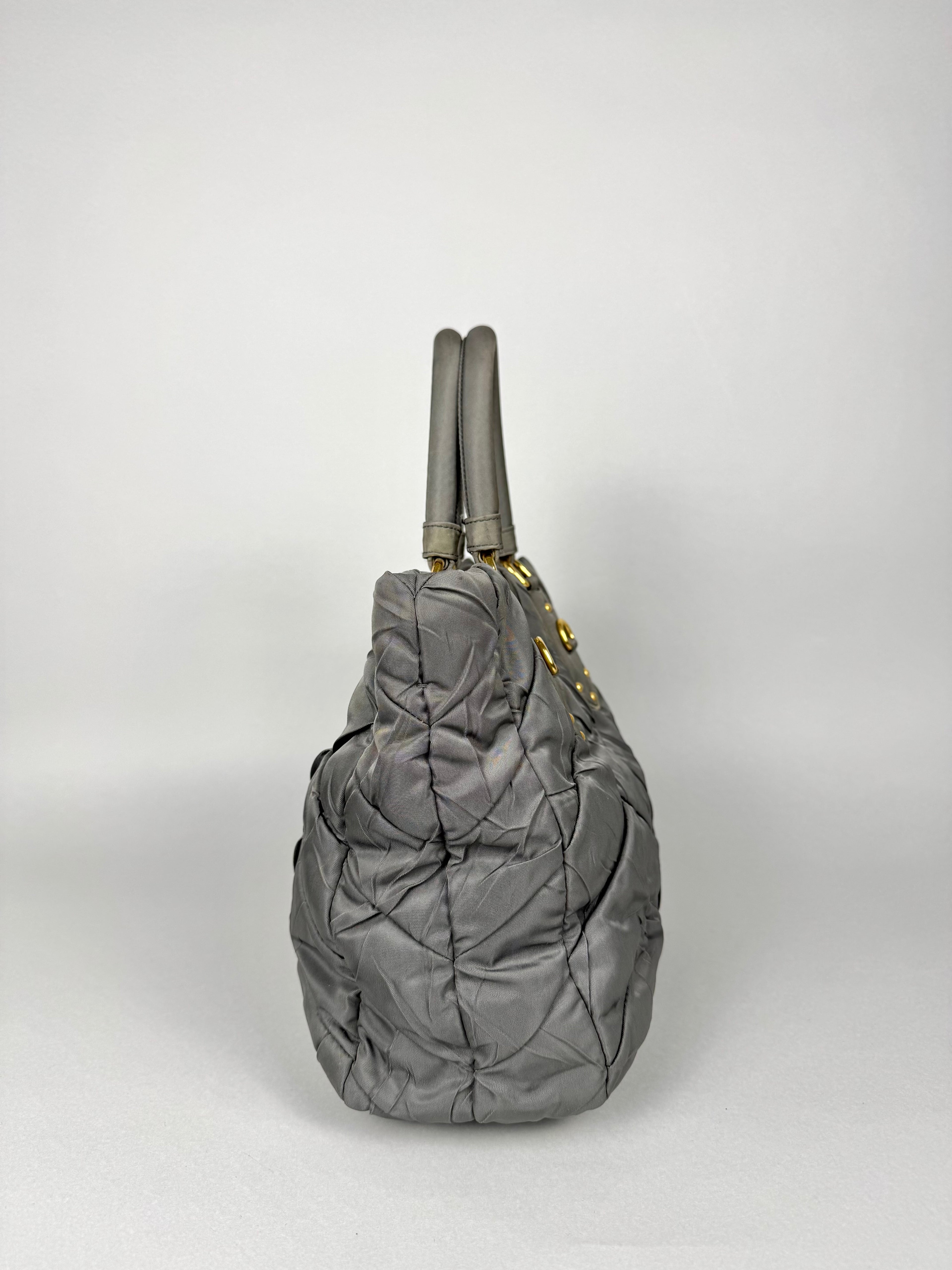 Prada Tessuto Chevron Nylon Tote Grey