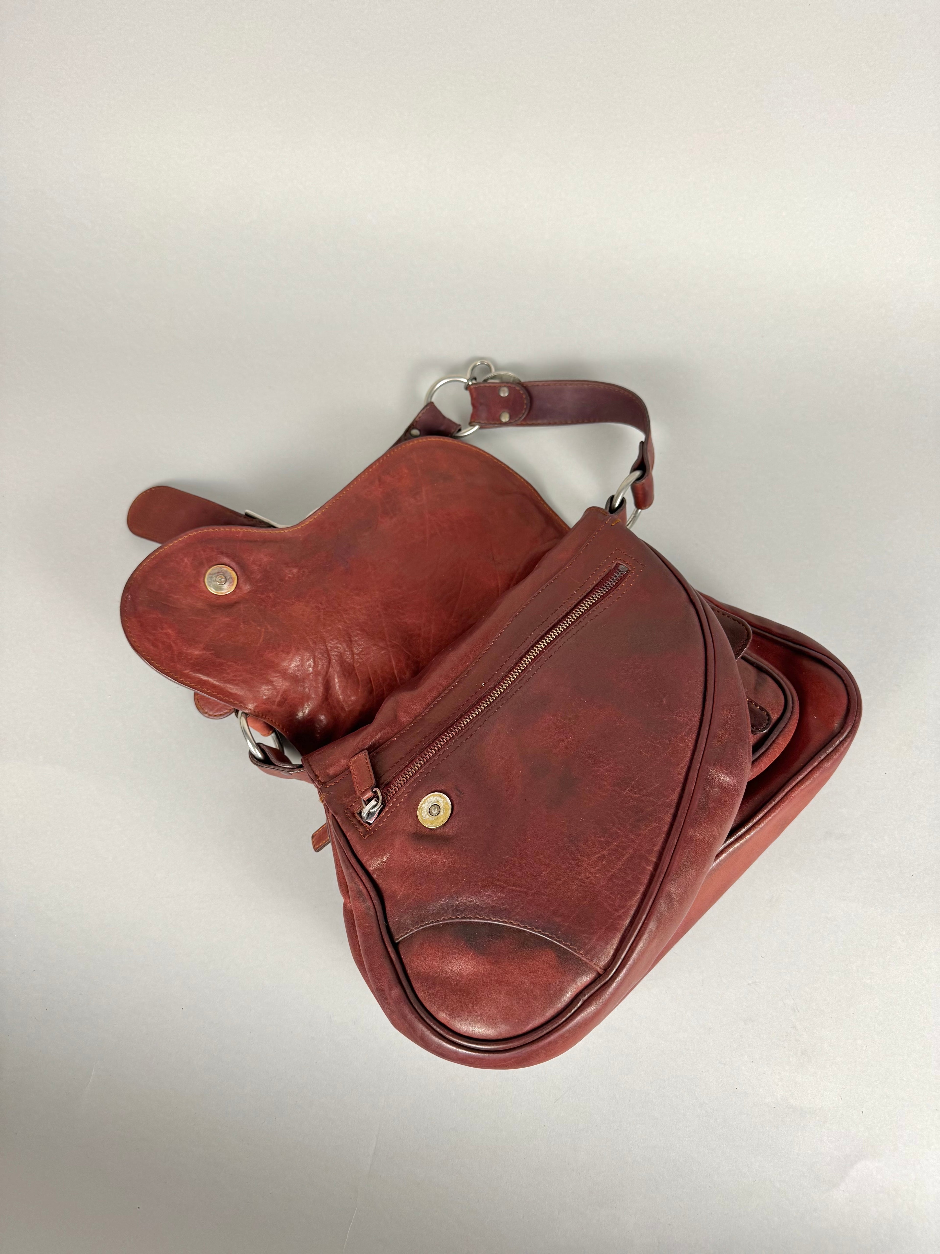Christian Dior Gaucho Double Red Leather