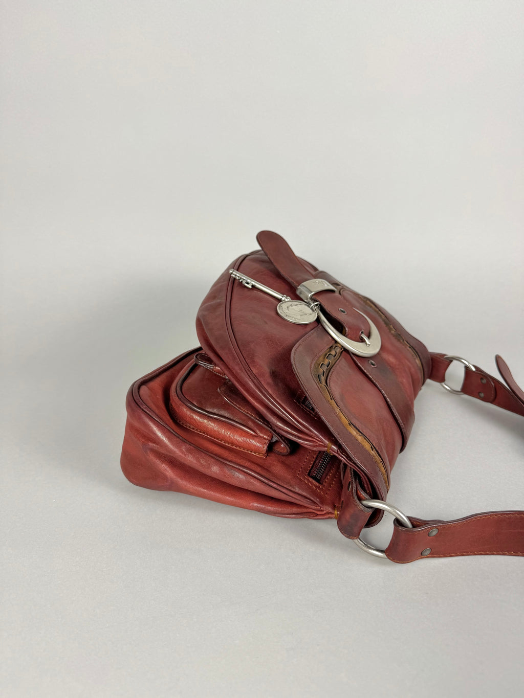 Christian Dior Gaucho Double Red Leather