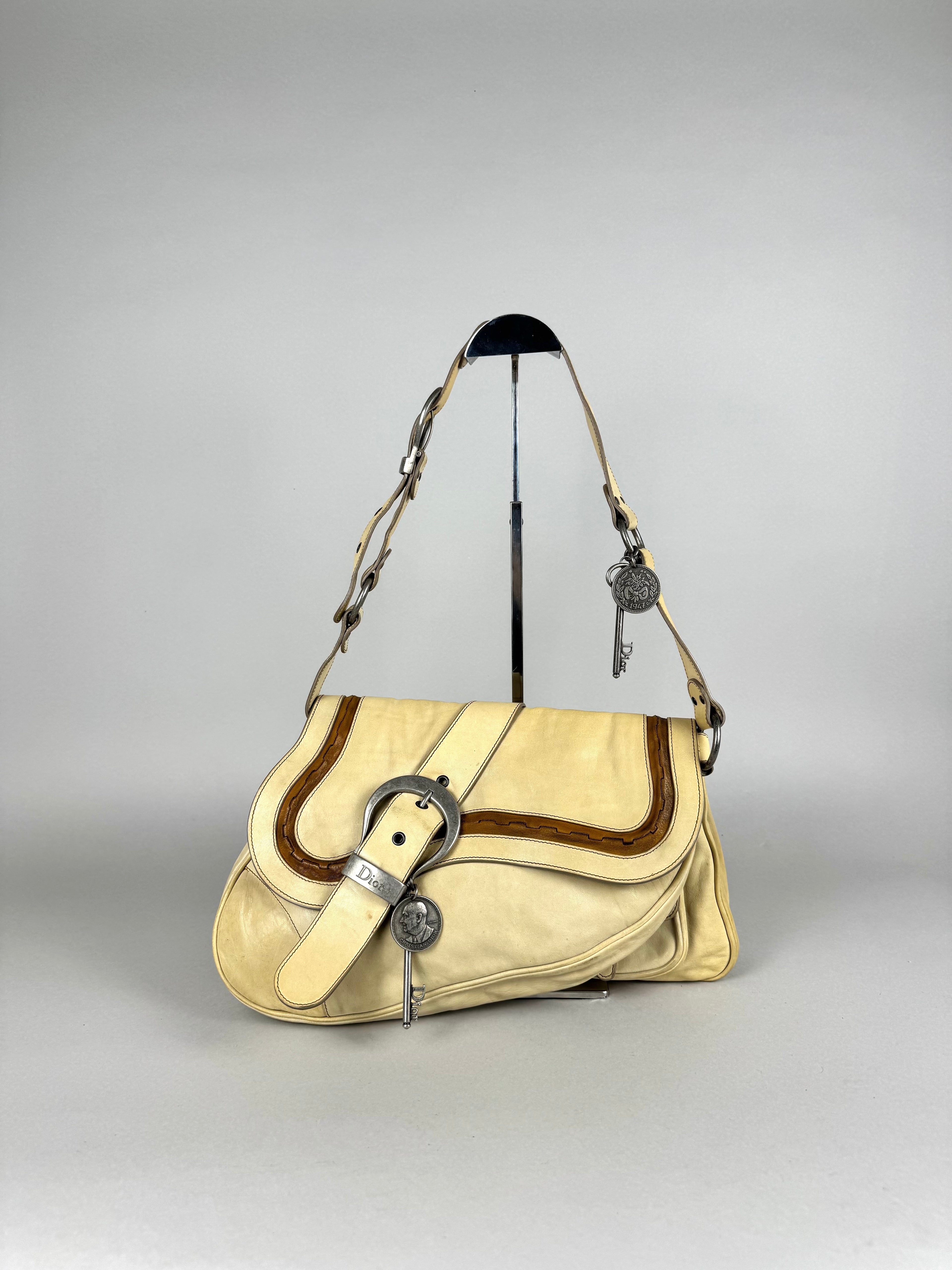 Christian Dior Gaucho Double Leather Off White