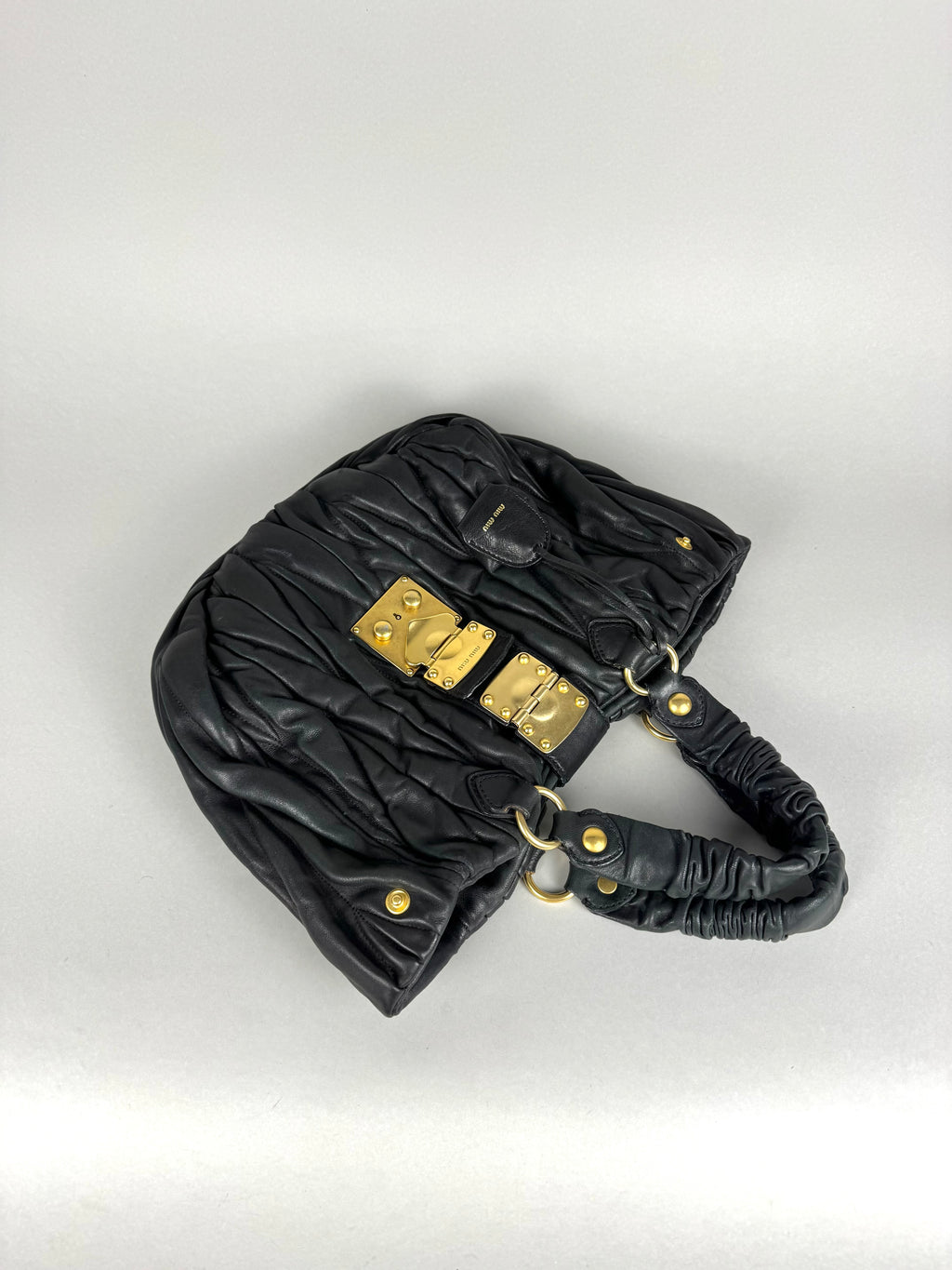 Miu Miu Coffer Matelasse Lambskin Leather Black