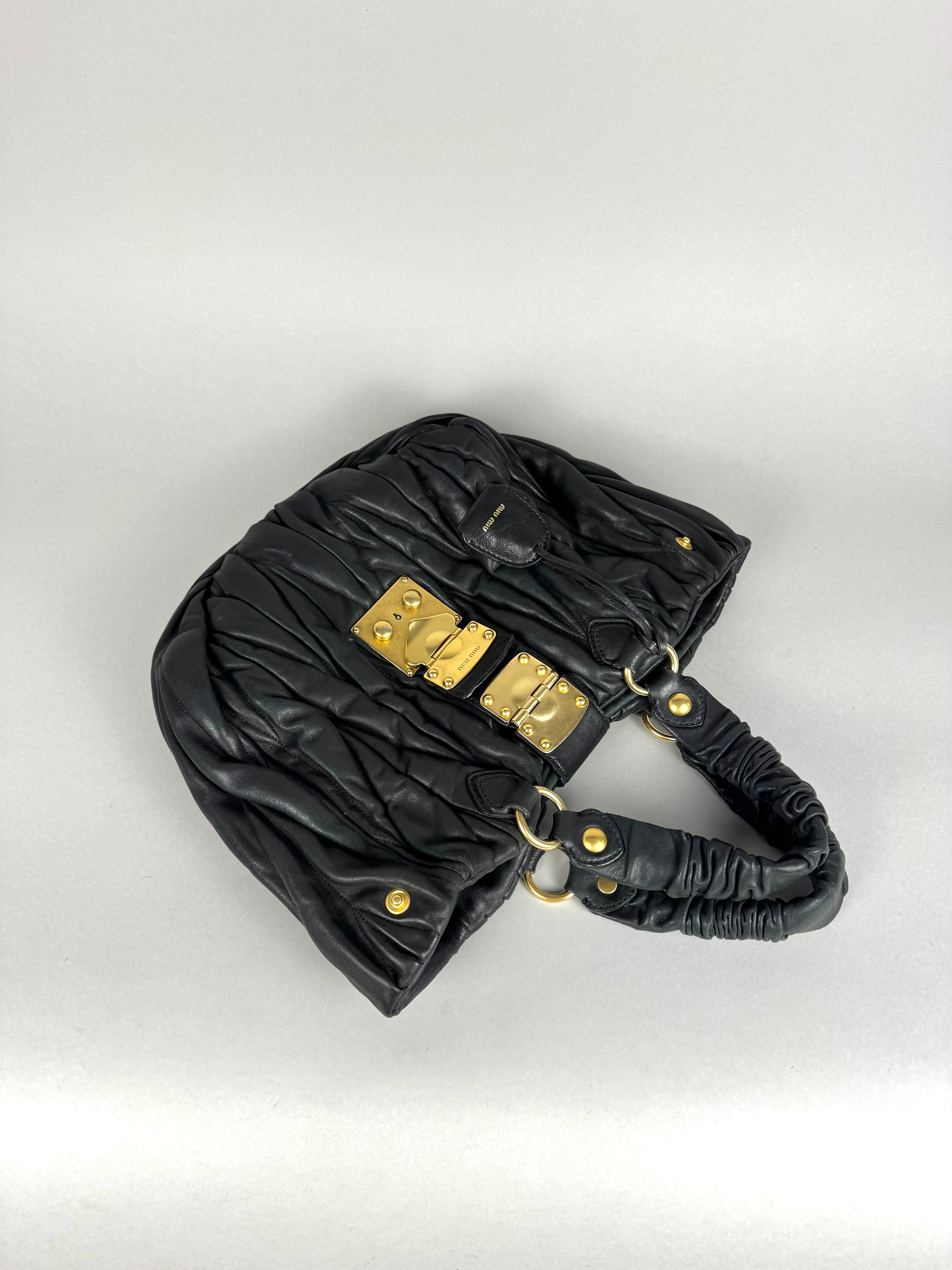 Miu Miu Coffer Matelasse Lambskin Leather Black