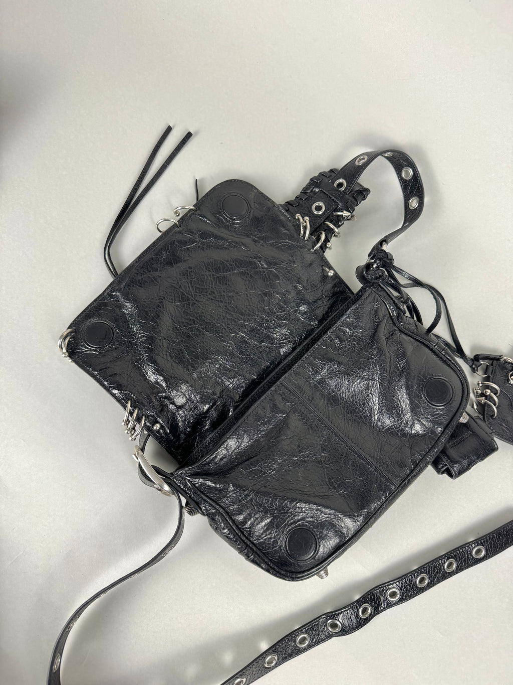 Balenciaga Agneau Arena XS Piercing Le Cagole Flap Bag Leather Black