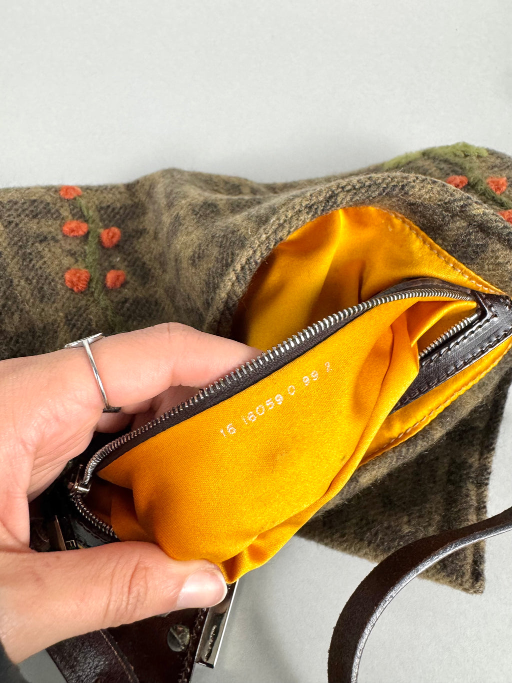Fendi Vintage Cashmere Wool Embroidered Baguette