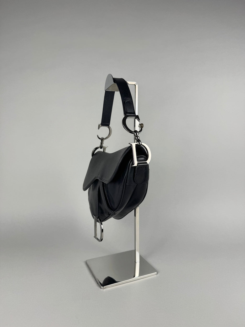 Christian Dior Black Leather Saddle Bag