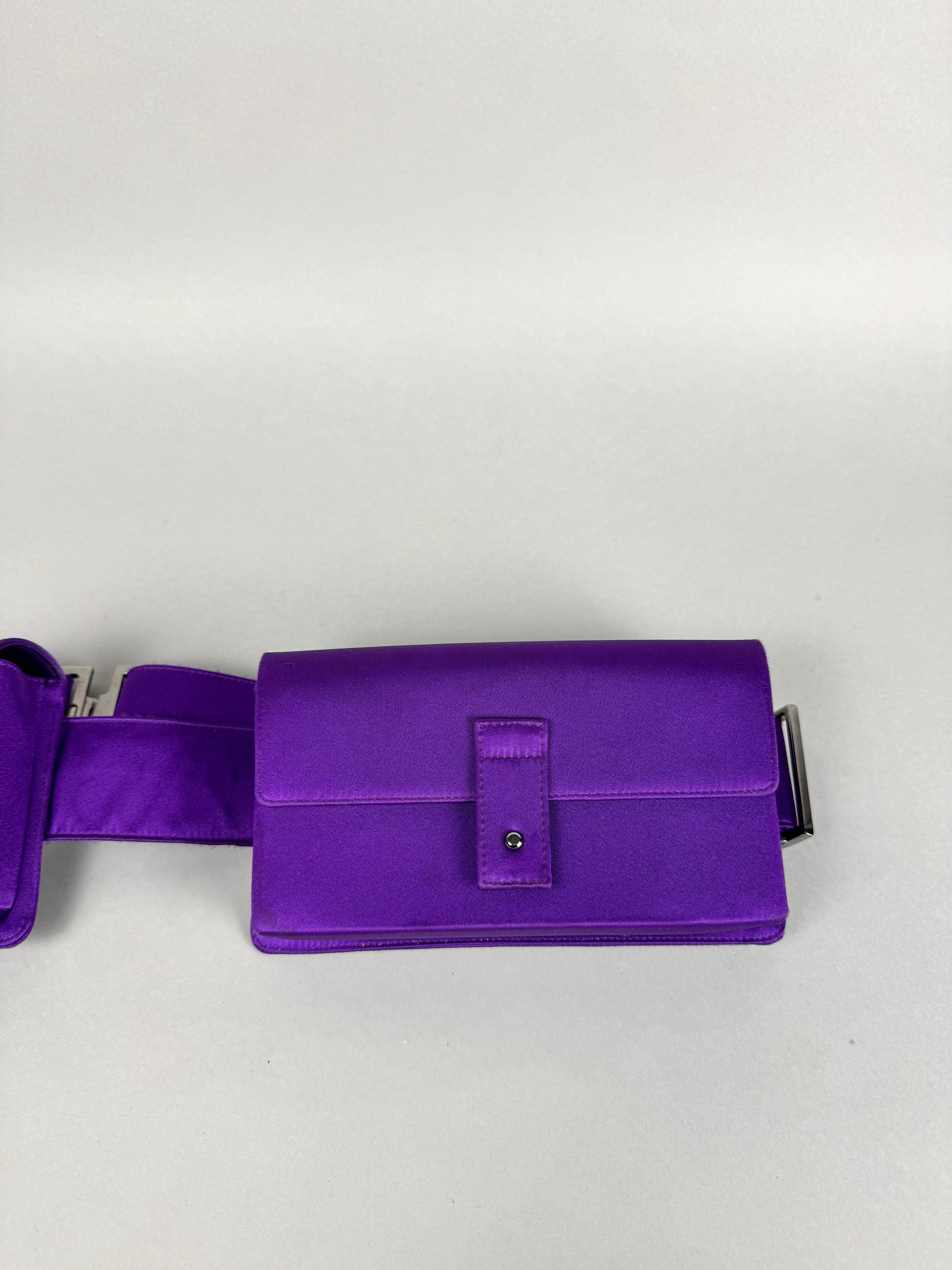 Gucci Tom Ford Runway Purple Satin Pochete Belt Sling