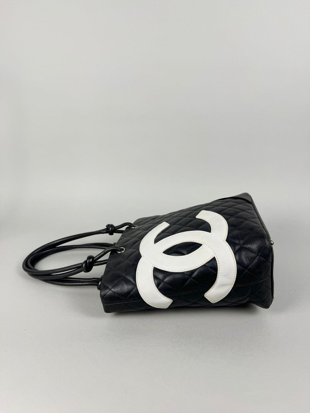 Chanel Cambon Calfskin Black Leather Quilted Medium Tote