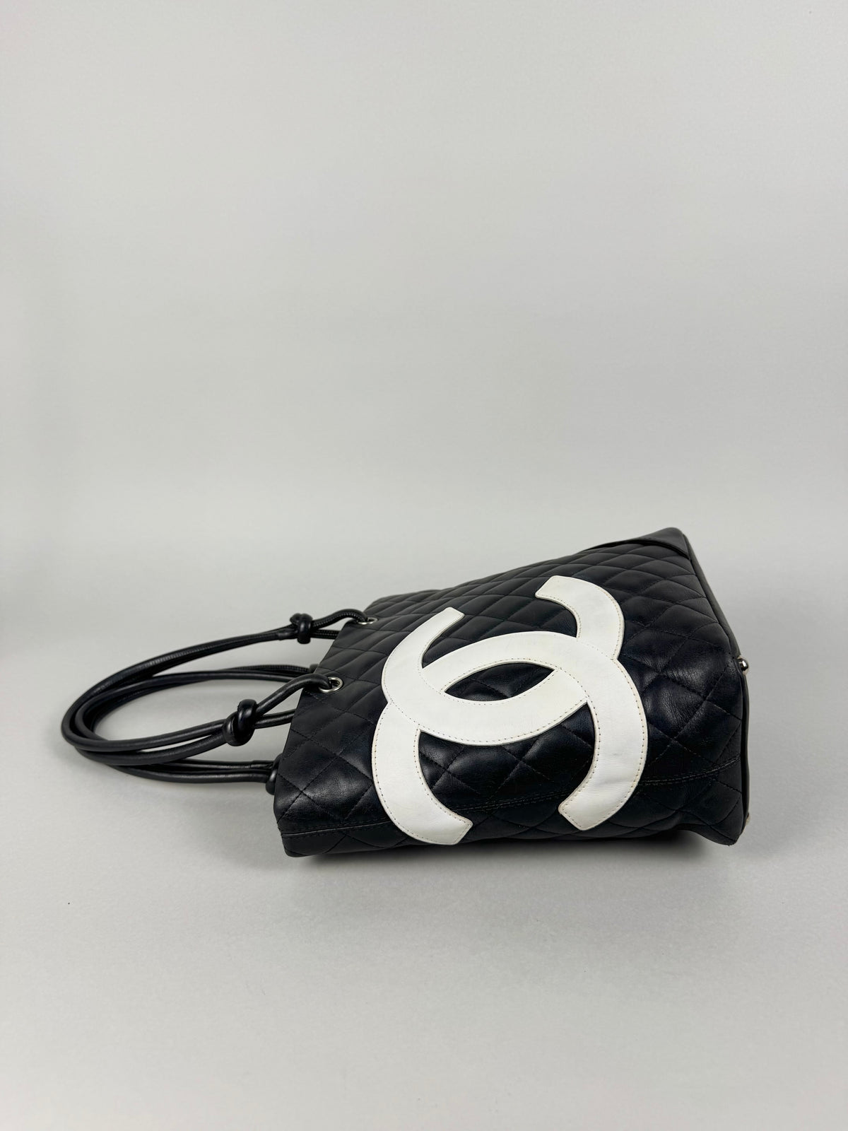 Chanel Cambon Calfskin Black Leather Quilted Medium Tote