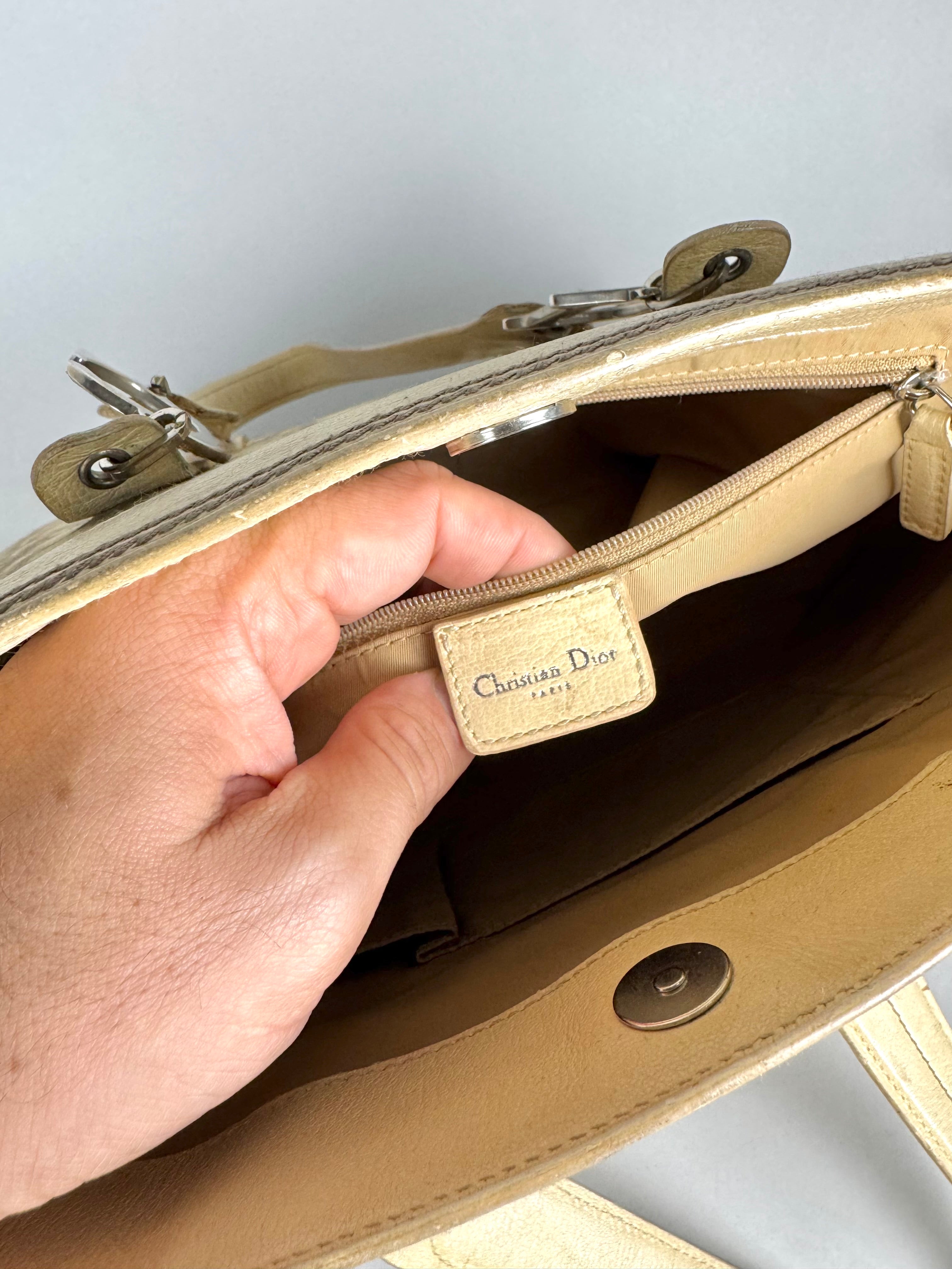 Christian Dior Beige Diorissimo Embroidered Flowers Tote