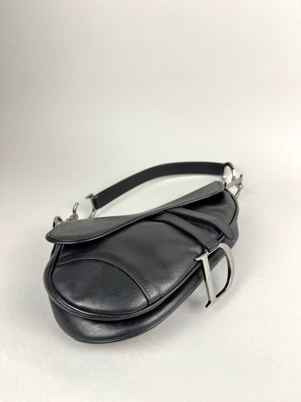 Christian Dior Black Leather Saddle Bag