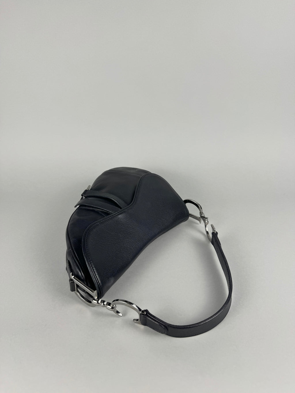 Christian Dior Black Leather Saddle Bag