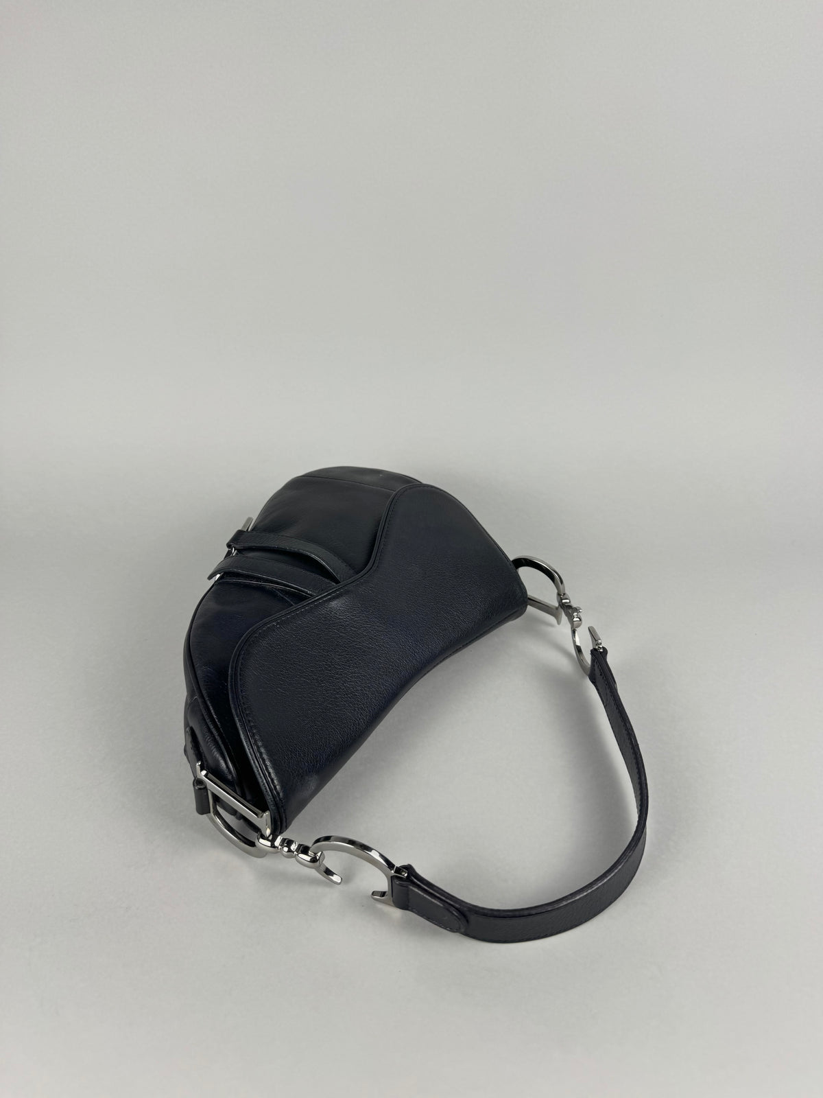 Christian Dior Black Leather Saddle Bag