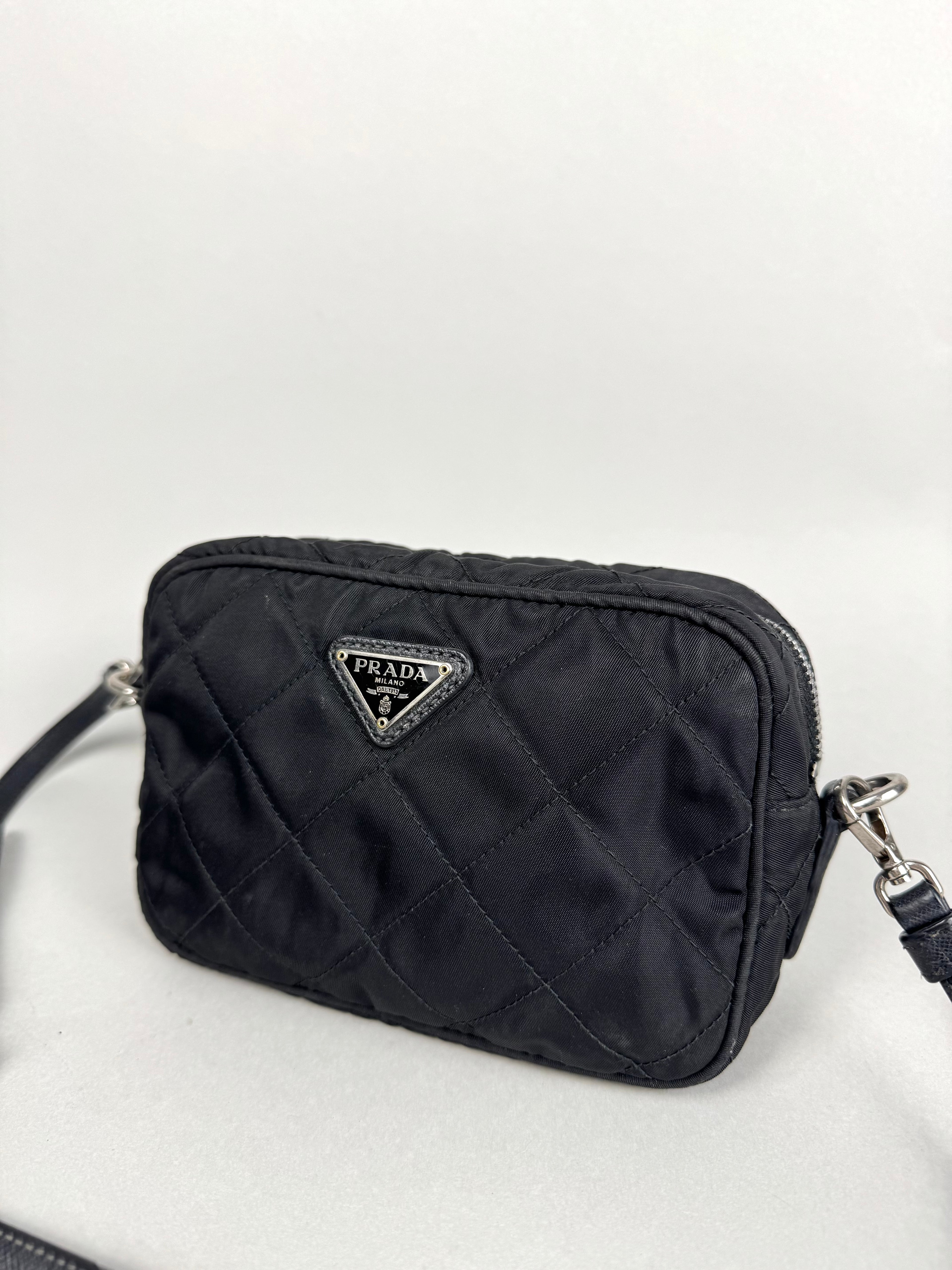 Prada Tessuto Black Nylon Impuntu Quilted Crossbody