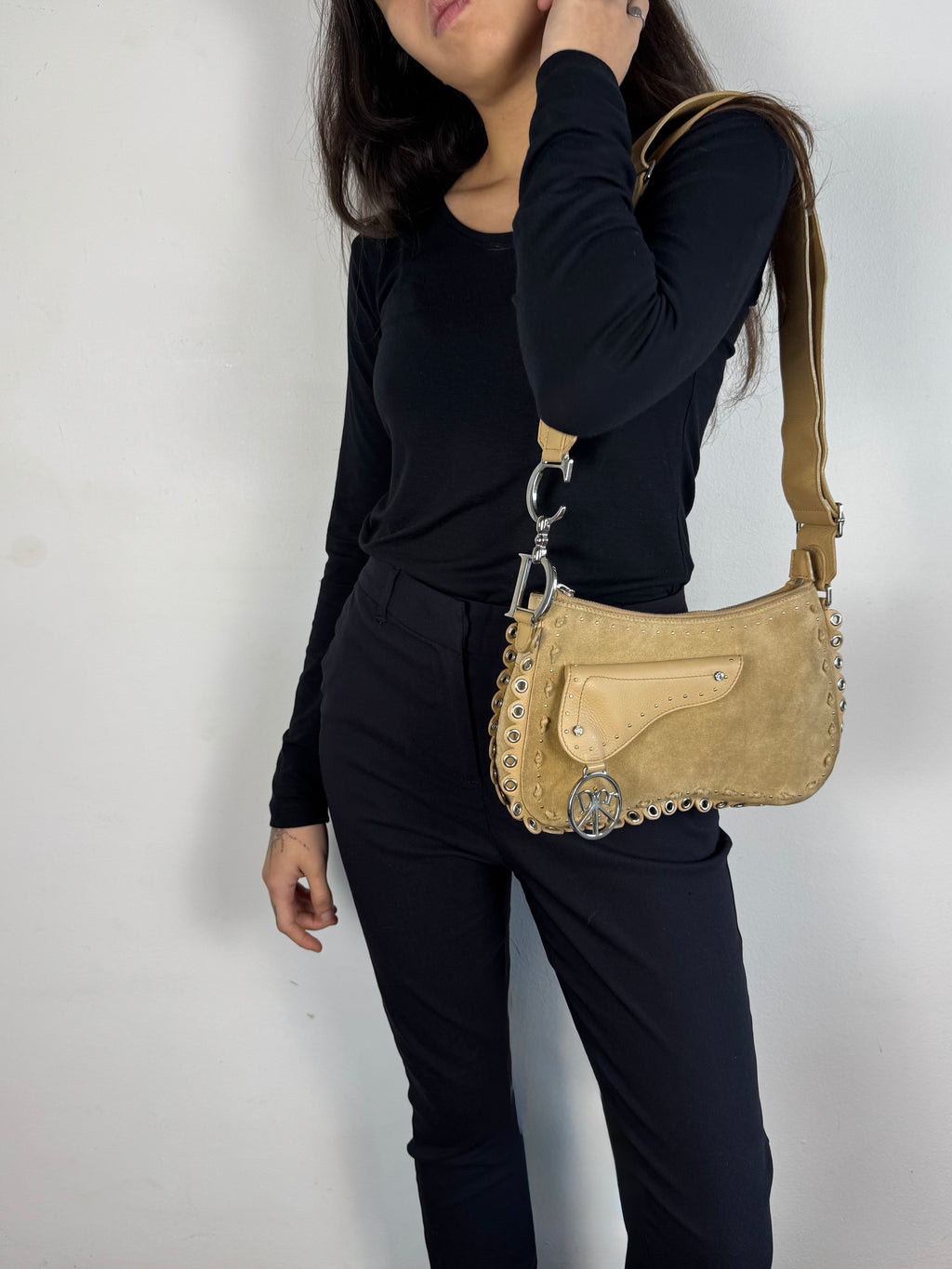 Christian Dior Peace and Love Suede Leather Crossbody Bag