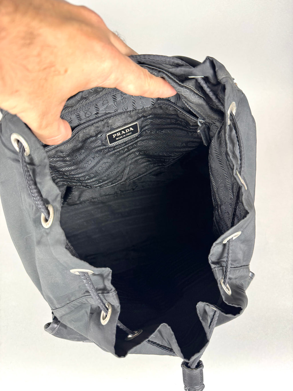 Prada Black Nylon and Leather Backpack