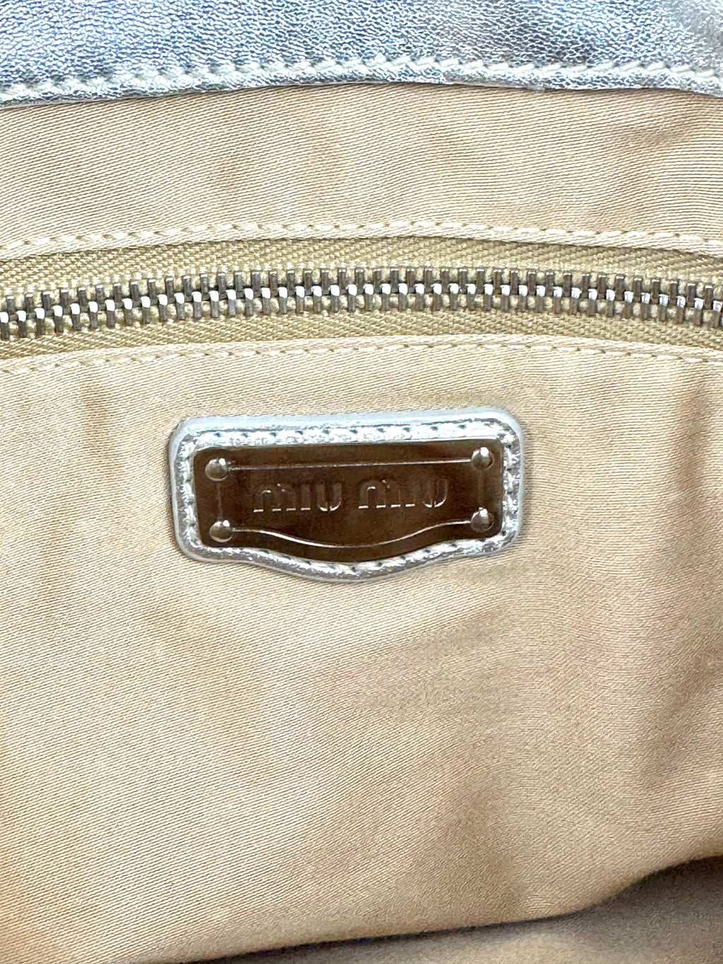 Miu Miu Silver Leather Harlequin Patchwork Coffer Matelass Hobo