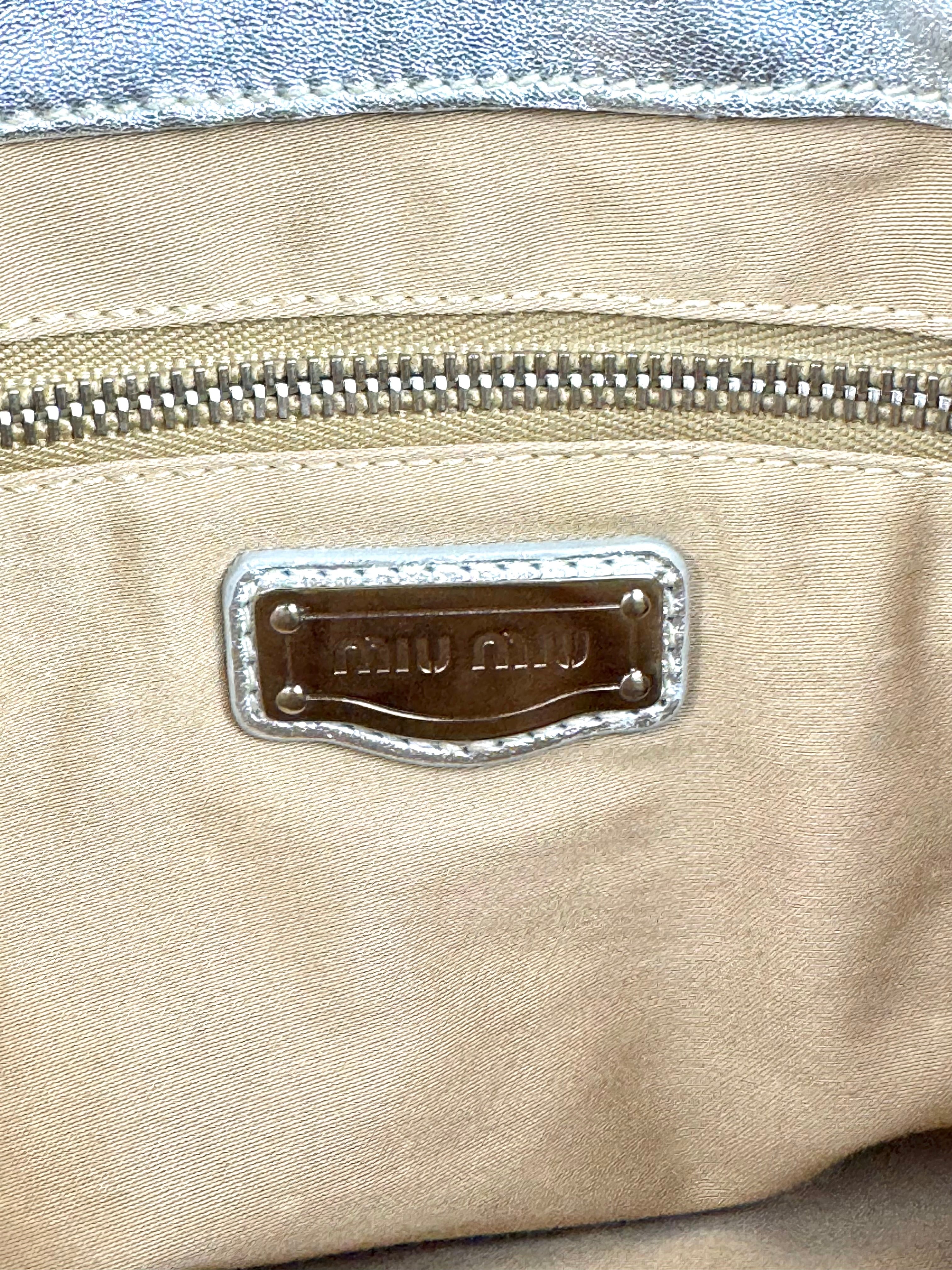 Miu Miu Silver Leather Harlequin Patchwork Coffer Matelass Hobo