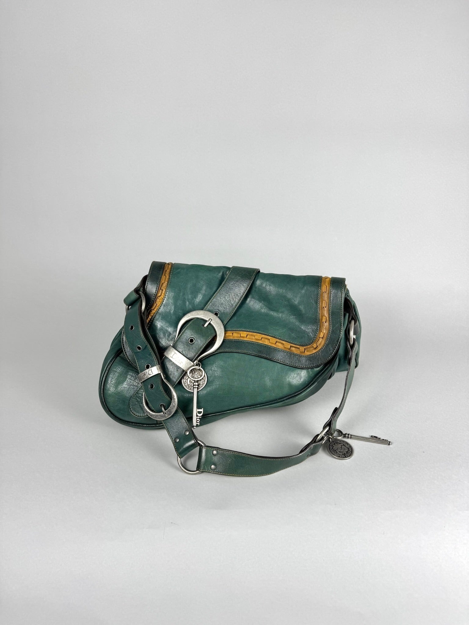 Christian Dior Gaucho Double Leather Green