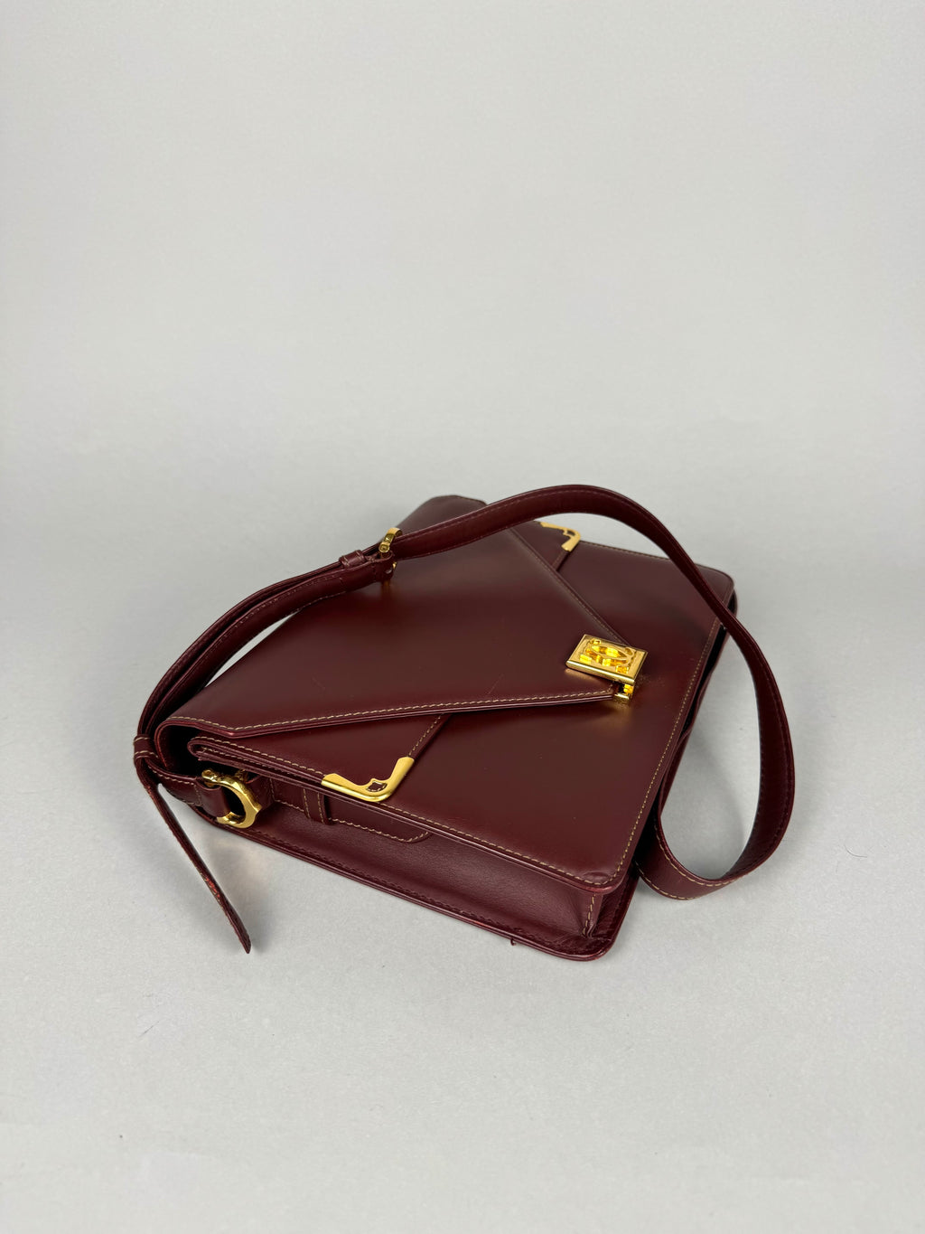 Cartier Classic Calfskin Leather Burgundy Envelope Double Flap