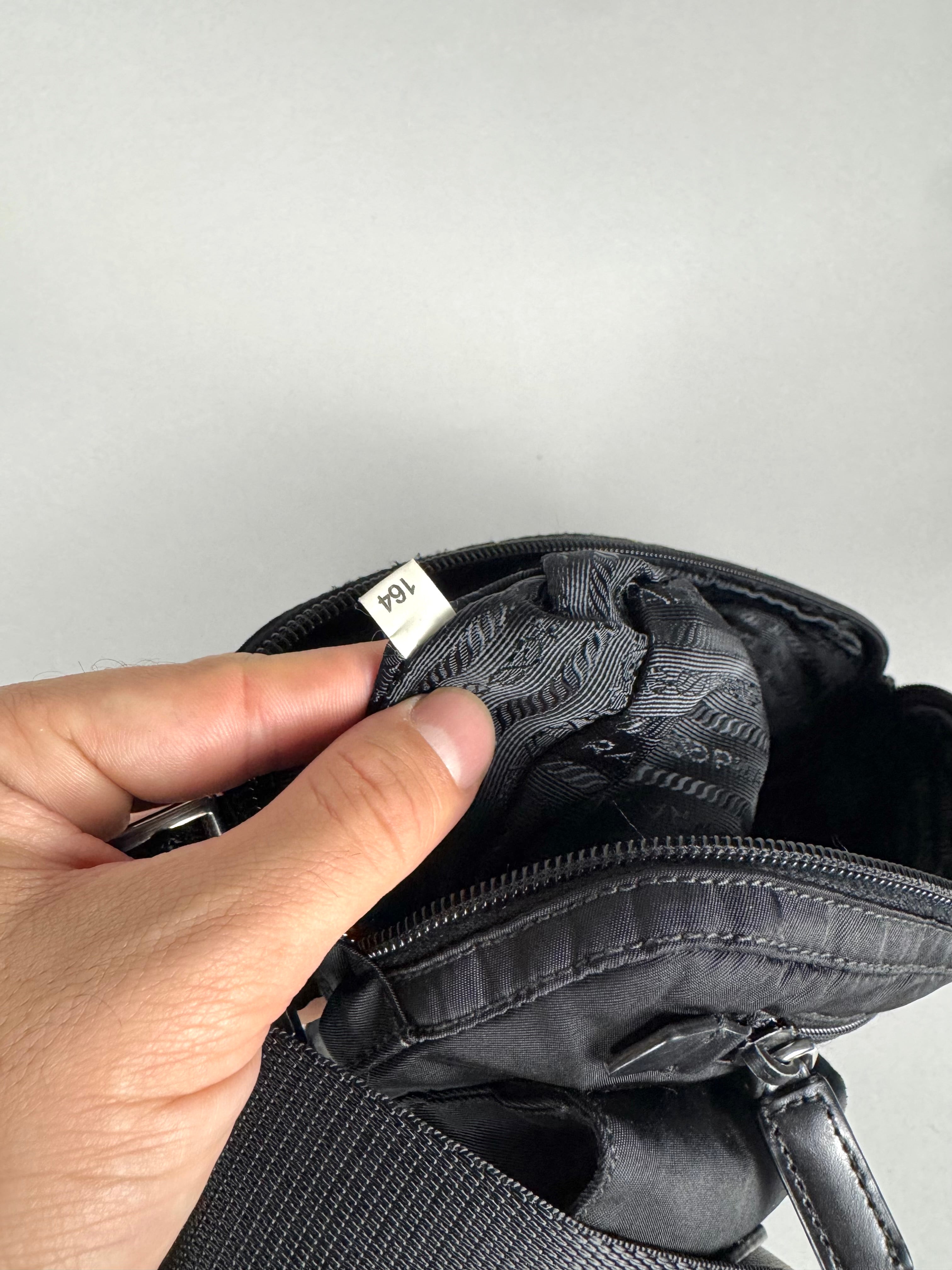 Prada Tessuto Nylon Black Saffiano Belt