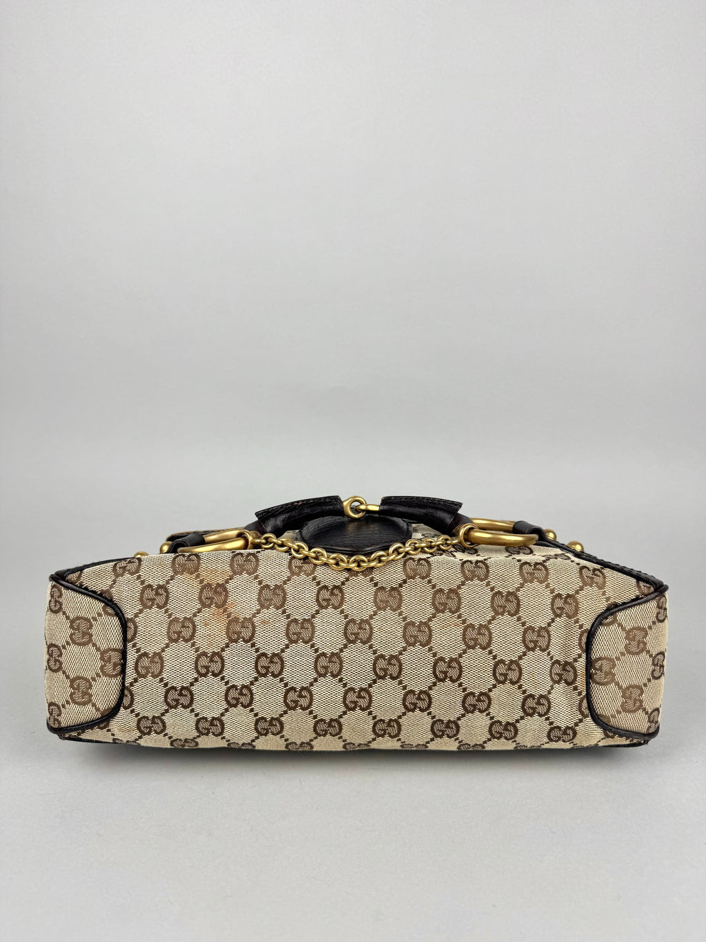 Gucci Monogram Horsebit Chain Flap Brown