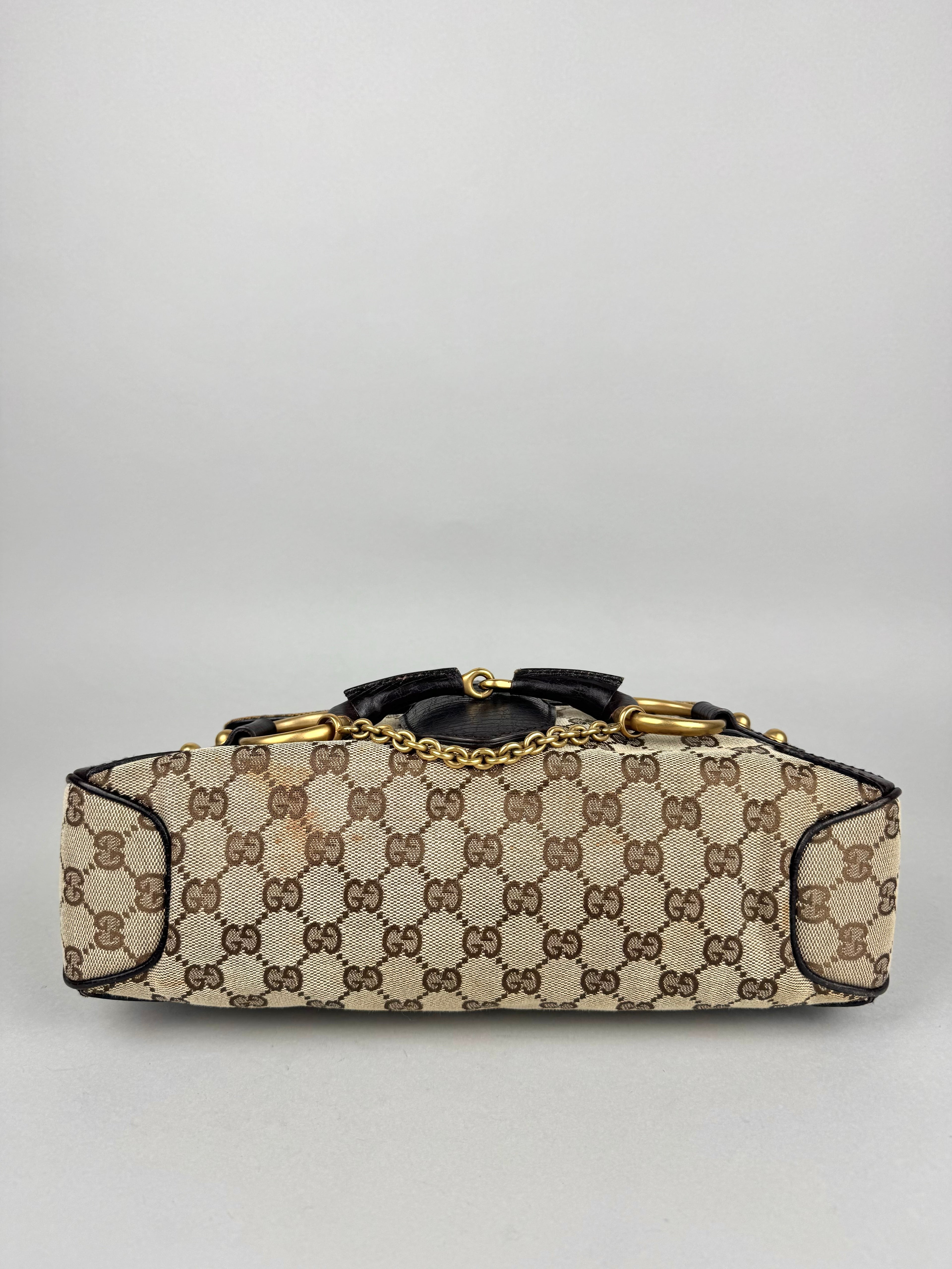 Gucci Monogram Horsebit Chain Flap Brown