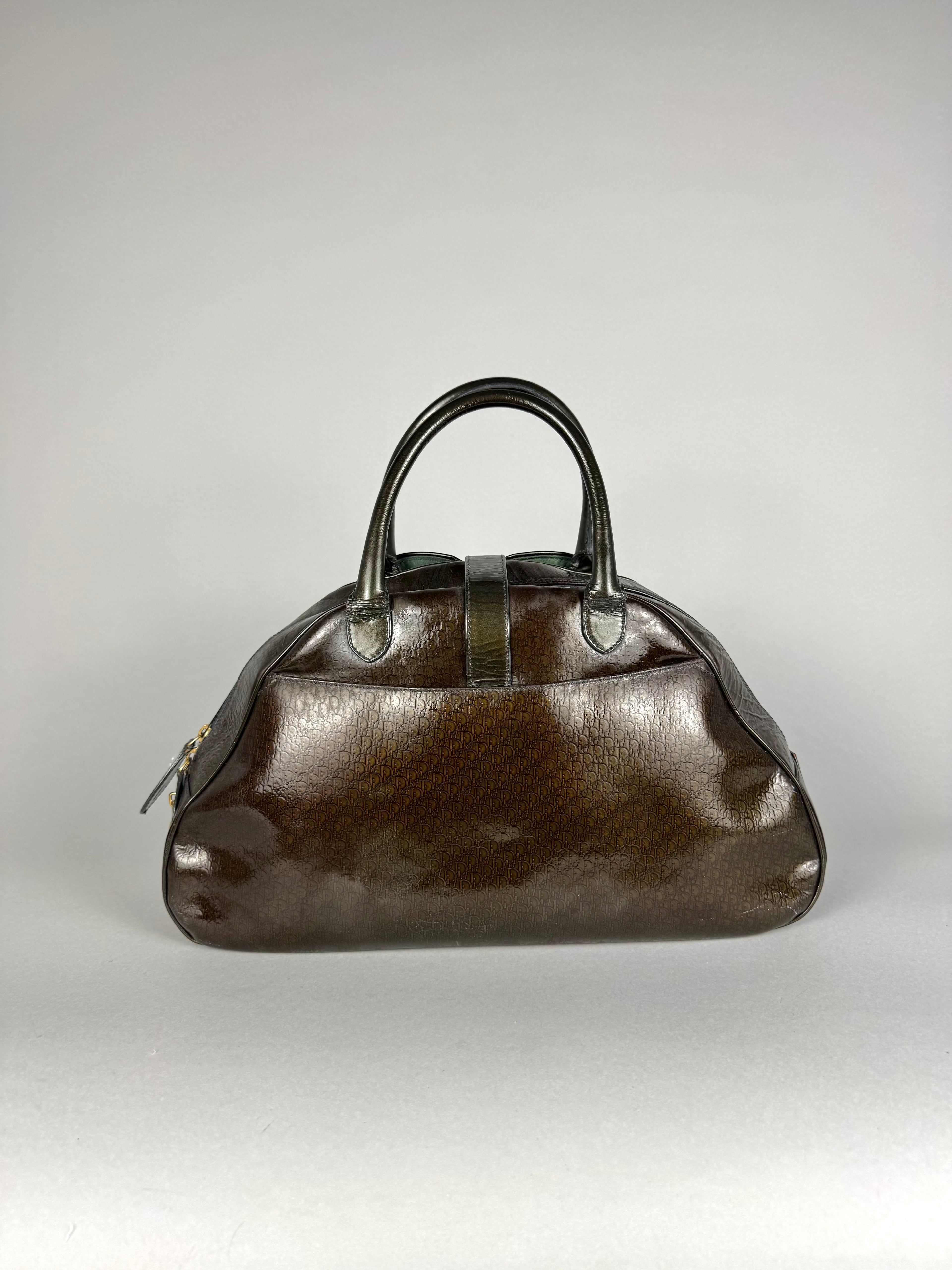 Christian Dior Monogram Double Saddle Patent Green