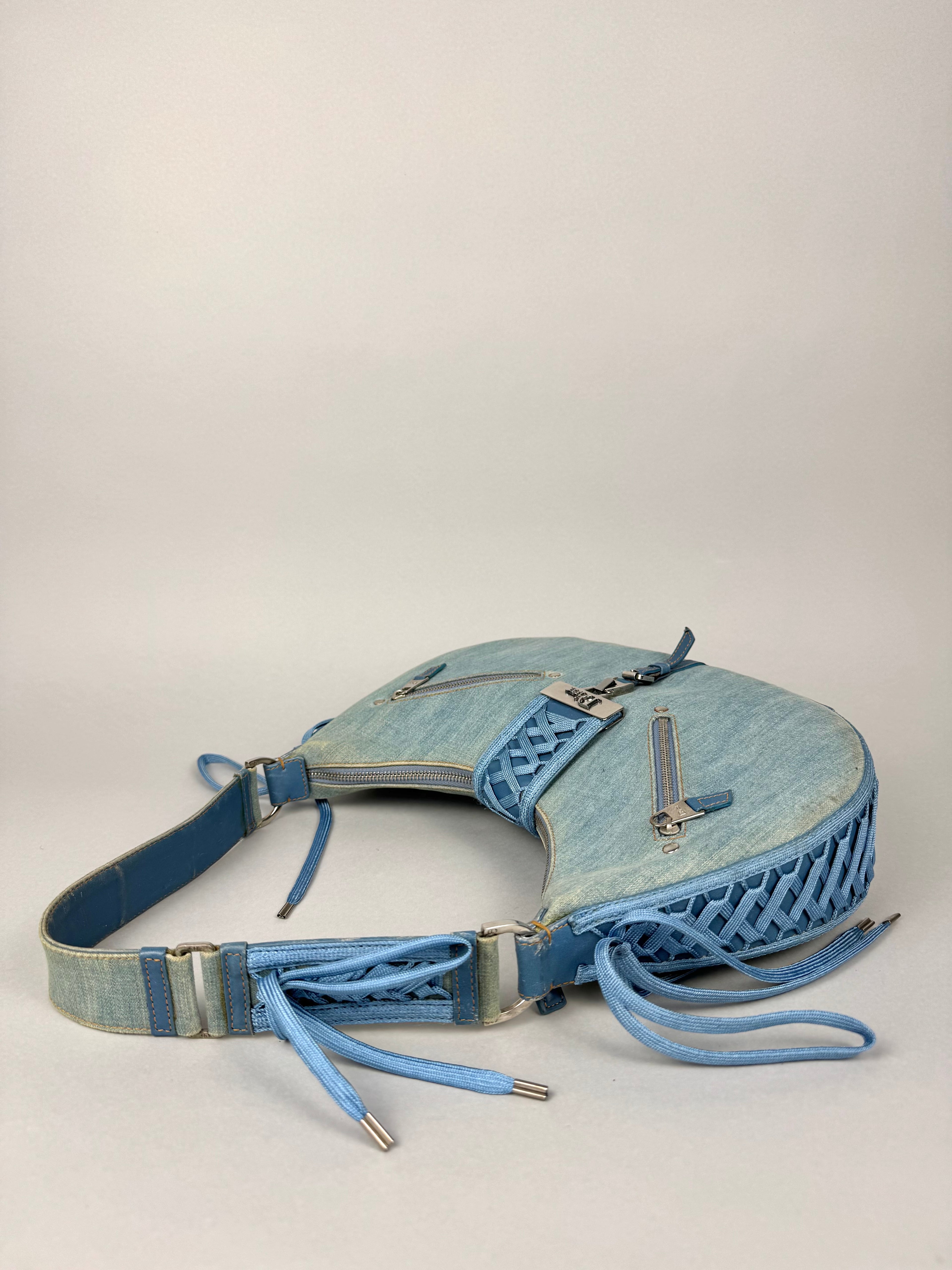 Christian Dior Denim Admit It Lace Up Corset Blue
