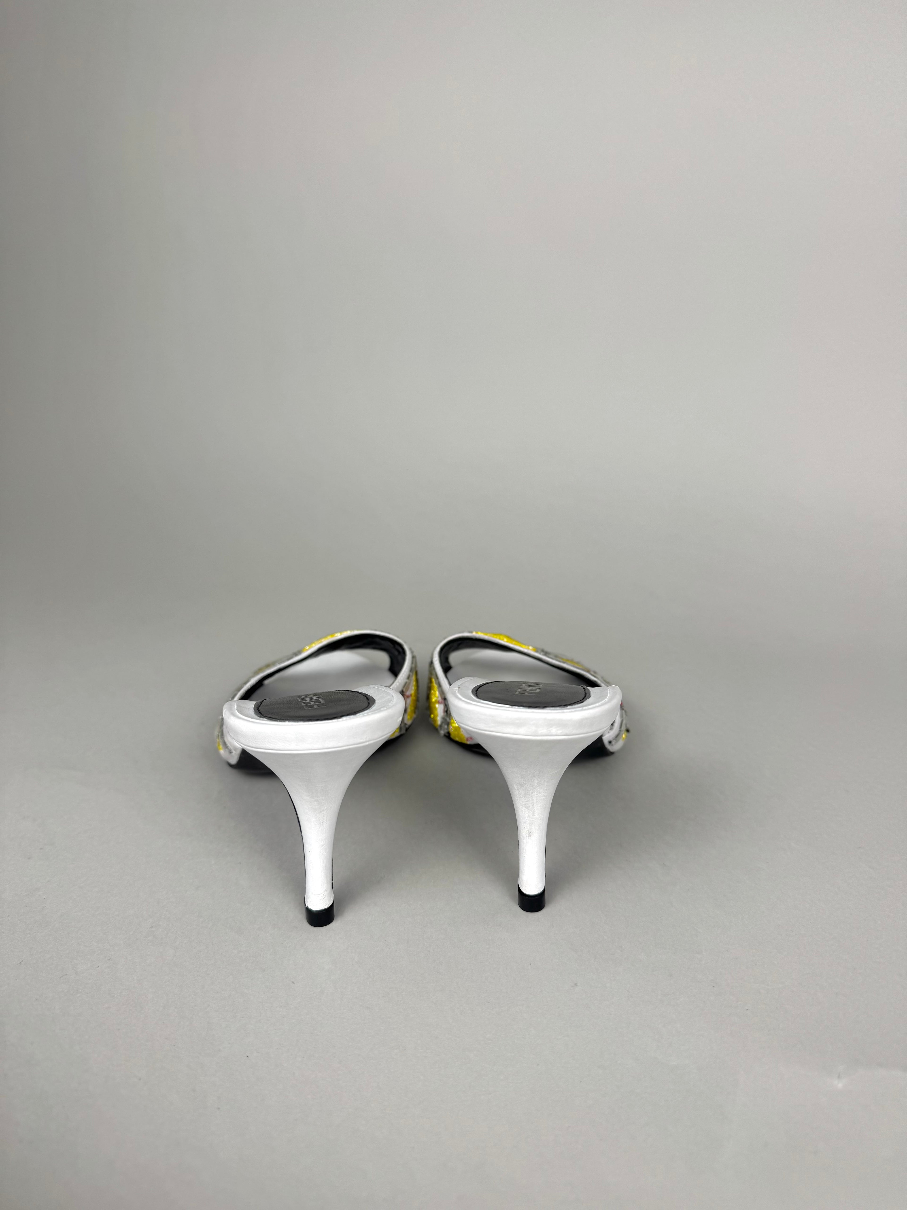 Fendi Embroidered Leather Heels