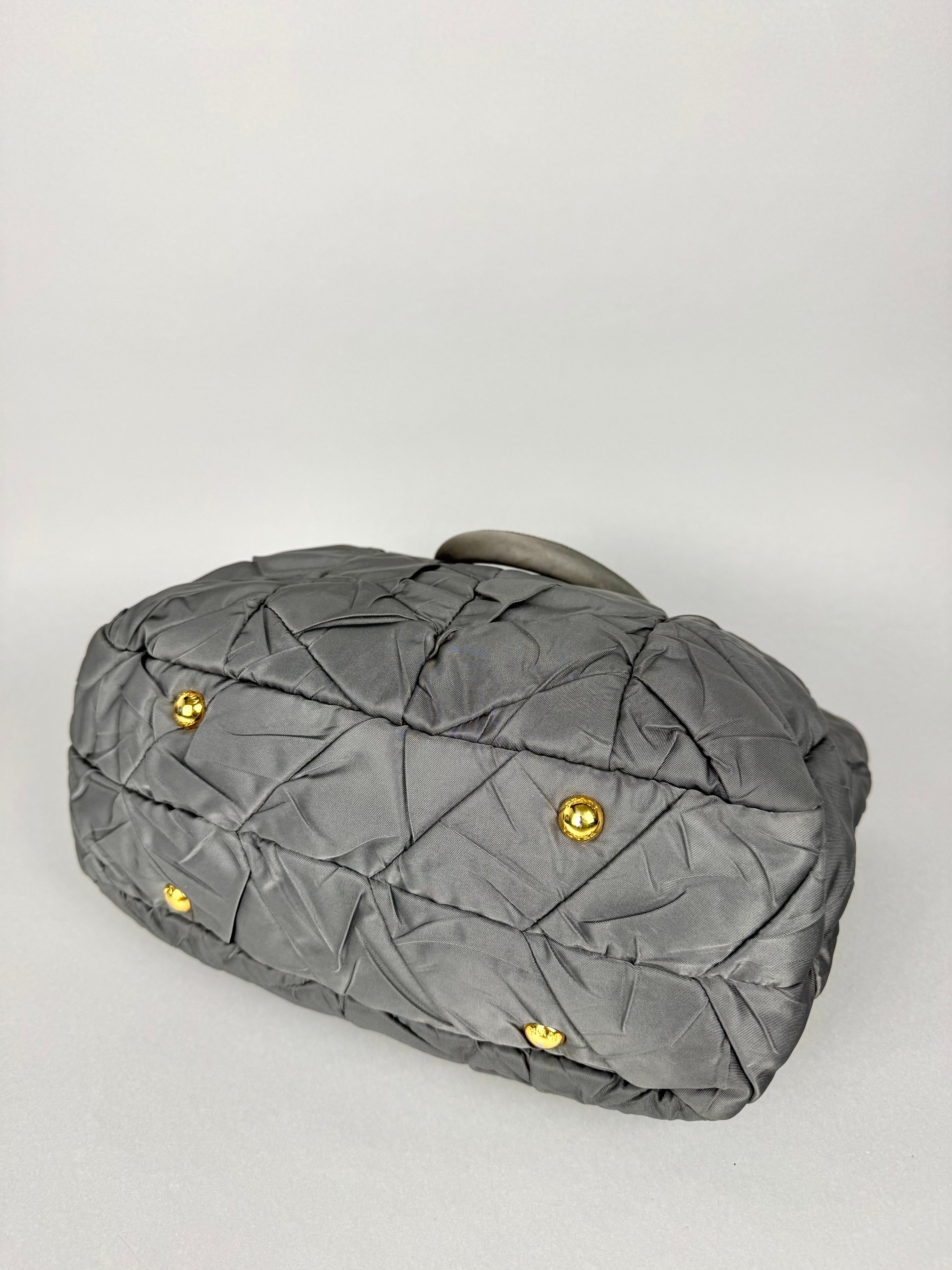 Prada Tessuto Chevron Nylon Tote Grey