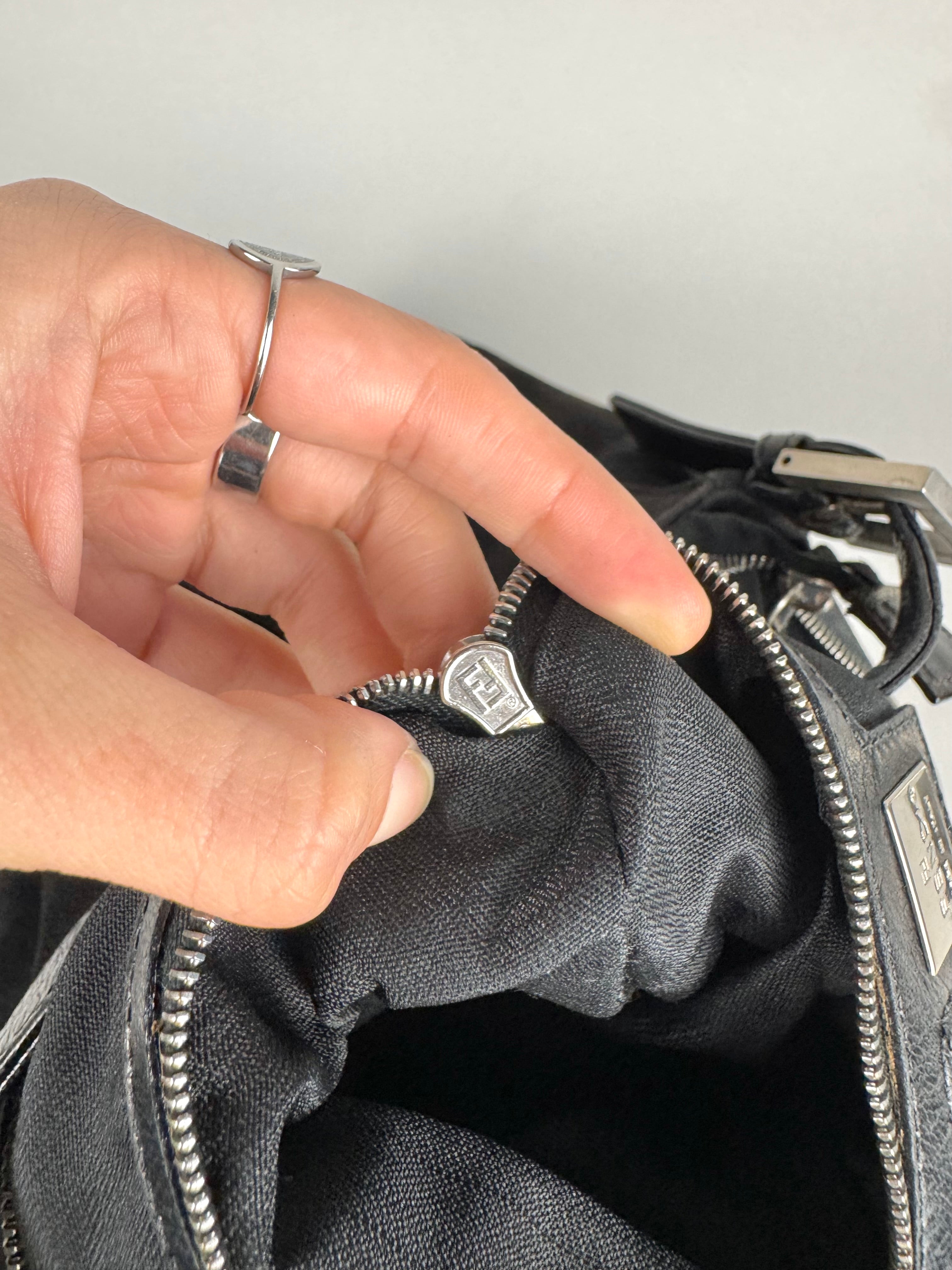 Fendi Mamma Baguette Black Suede Leather