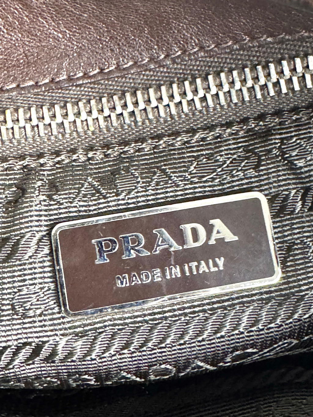 Prada Brown Studded Leather Green Dark Brown Pony-style Calfskin