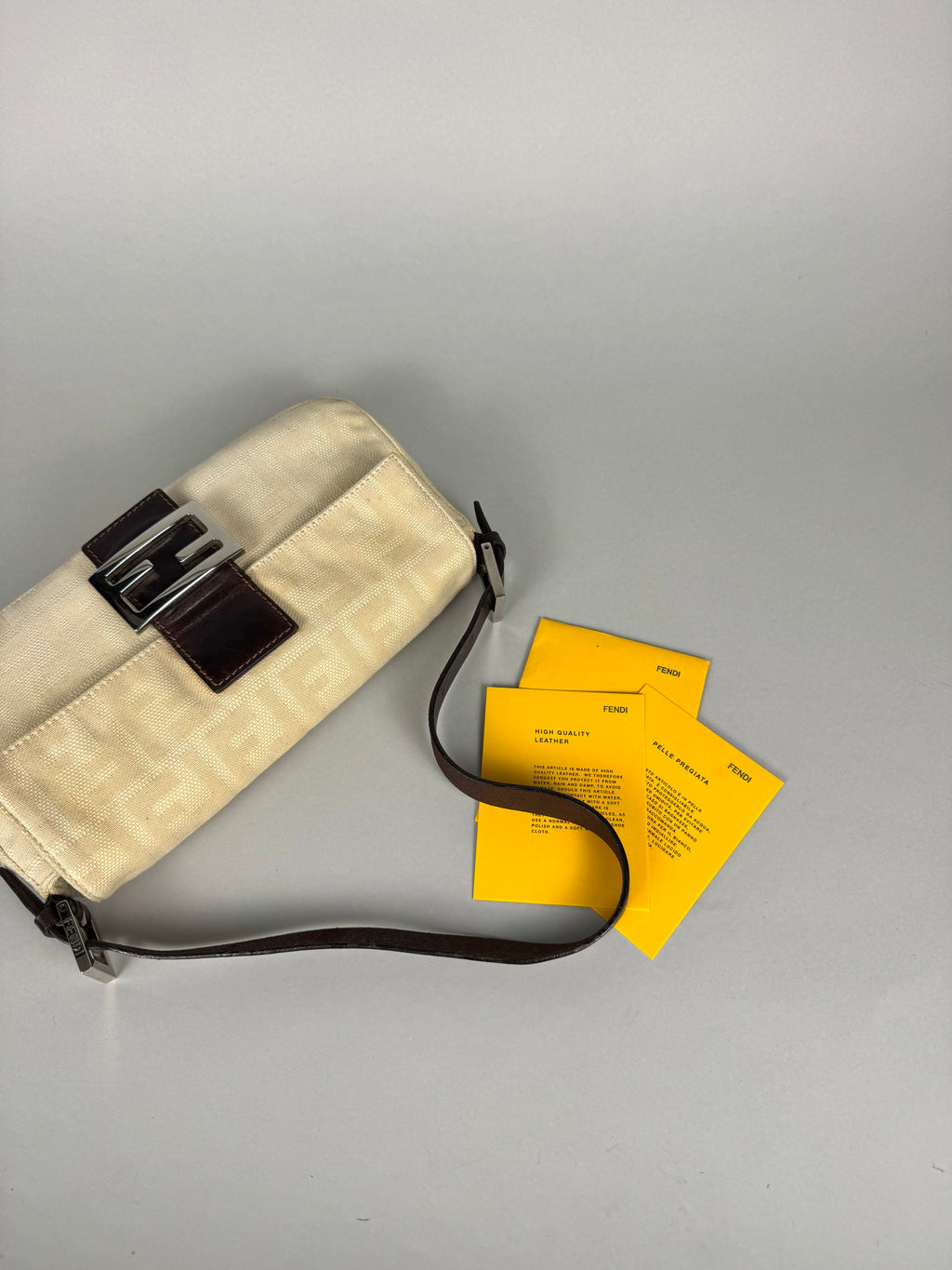 Fendi Monogram Baguette Linen Beige