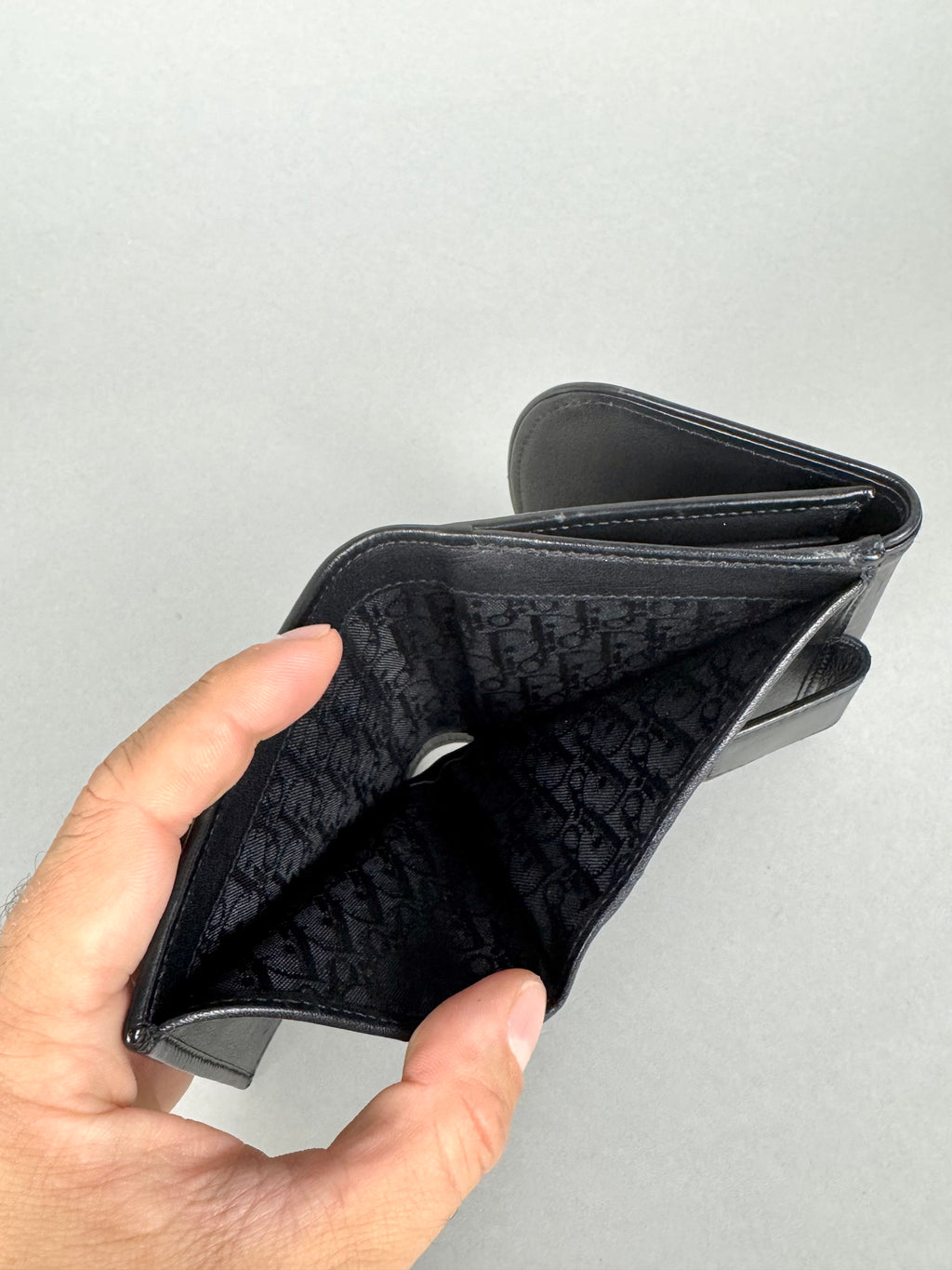 Christian Dior Logo Black Leather Wallet