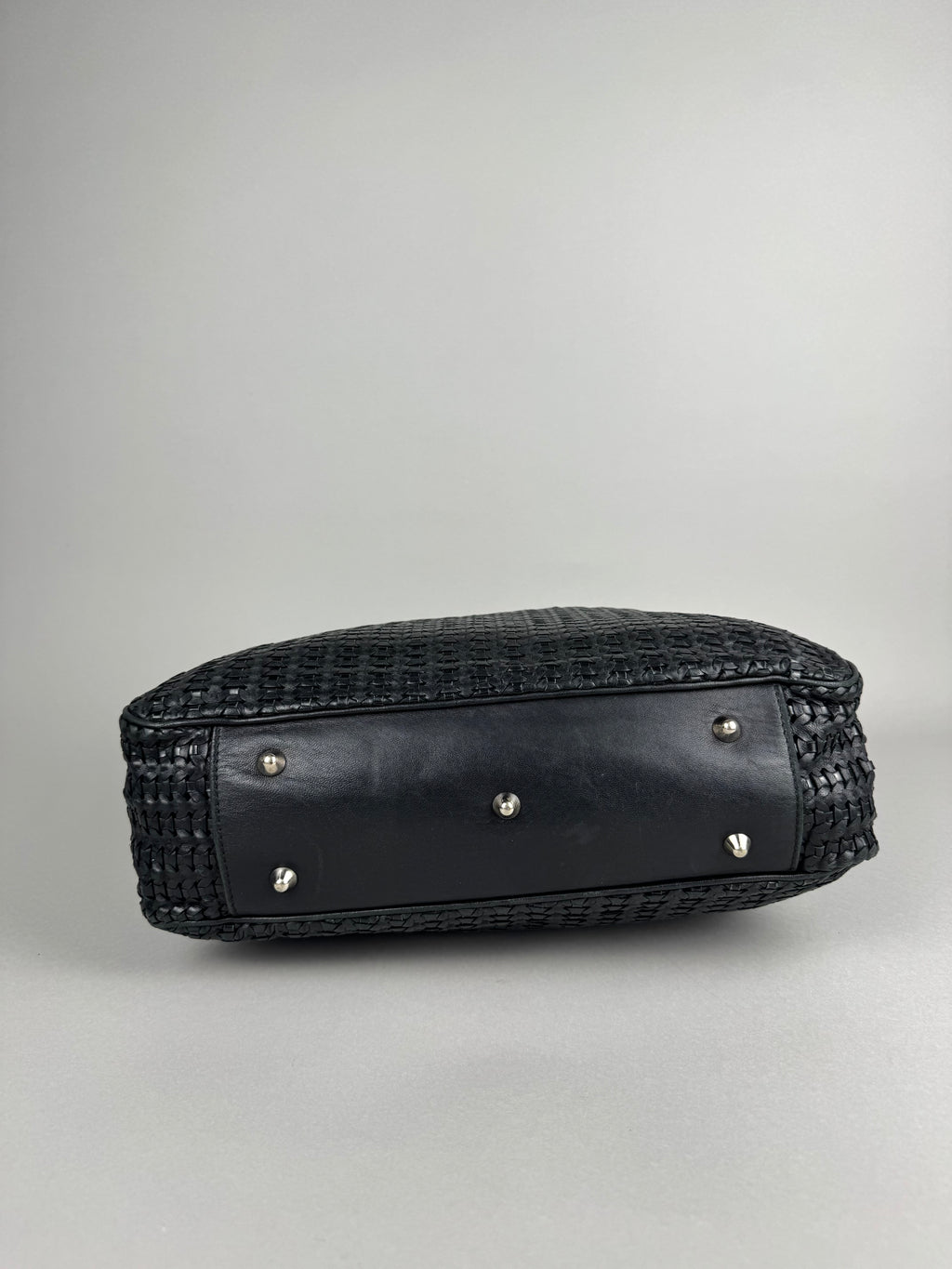 Christian Dior Black Woven Lambskin Leather Lady Dior Tote