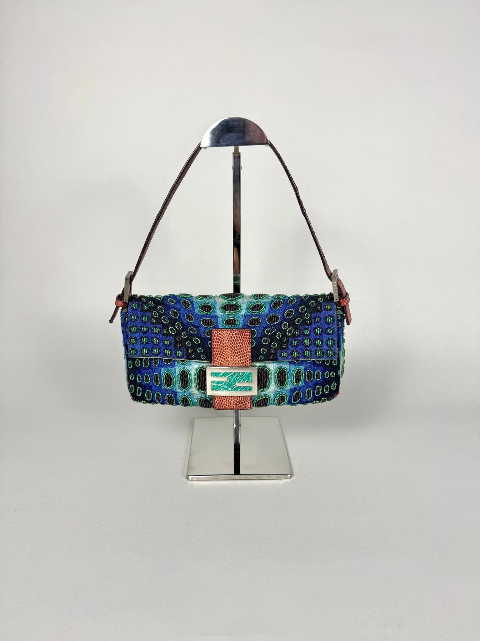 Fendi Baguette Beaded Lizard Victor Vasarely 1997