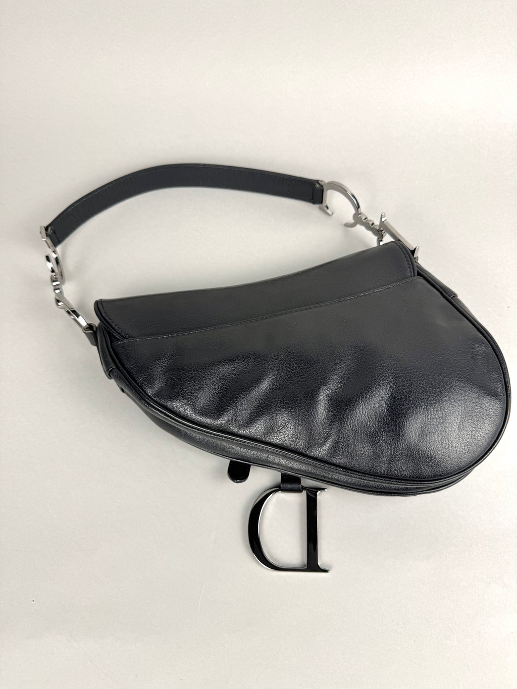 Christian Dior Black Leather Saddle Bag