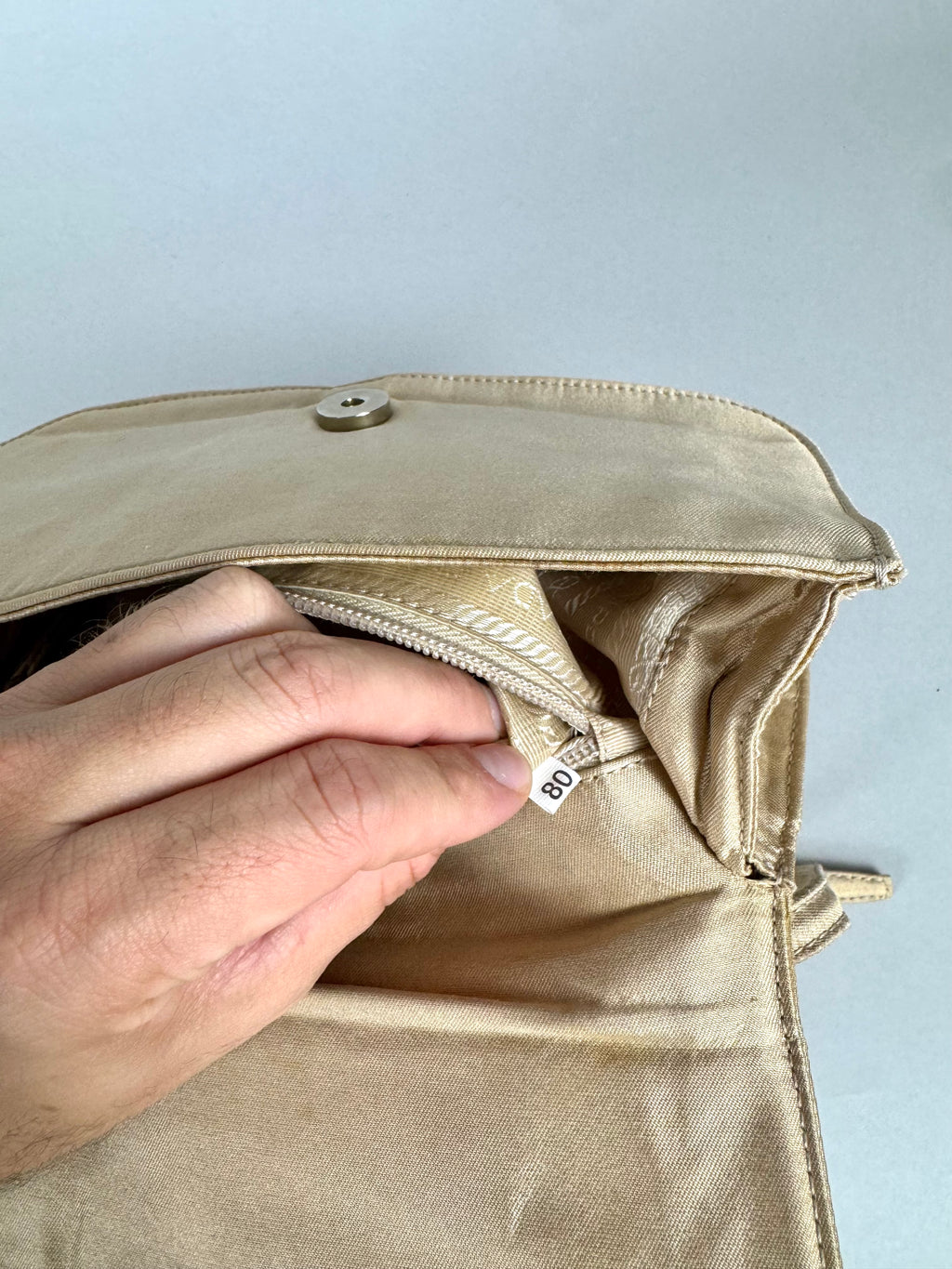 Prada Satin 2way Pochette Beige