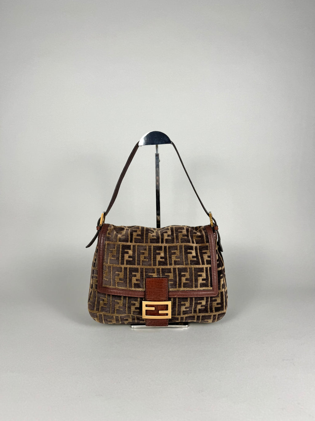 Fendi Mamma Baguette Monogram Zucca Velour