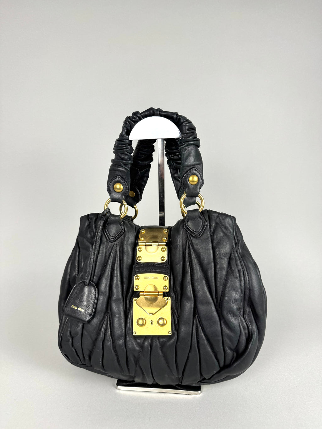 Miu Miu Coffer Matelasse Lambskin Leather Black