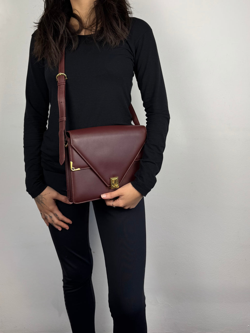 Cartier Classic Calfskin Leather Burgundy Envelope Double Flap