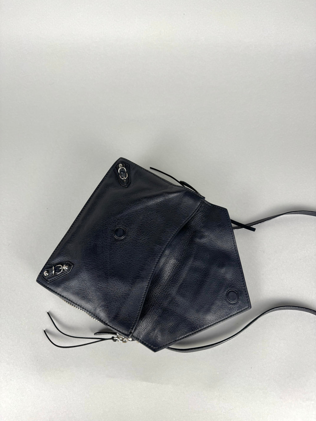 Balenciaga Black Calfskin Leather Papier Zip-Around Triple Bag