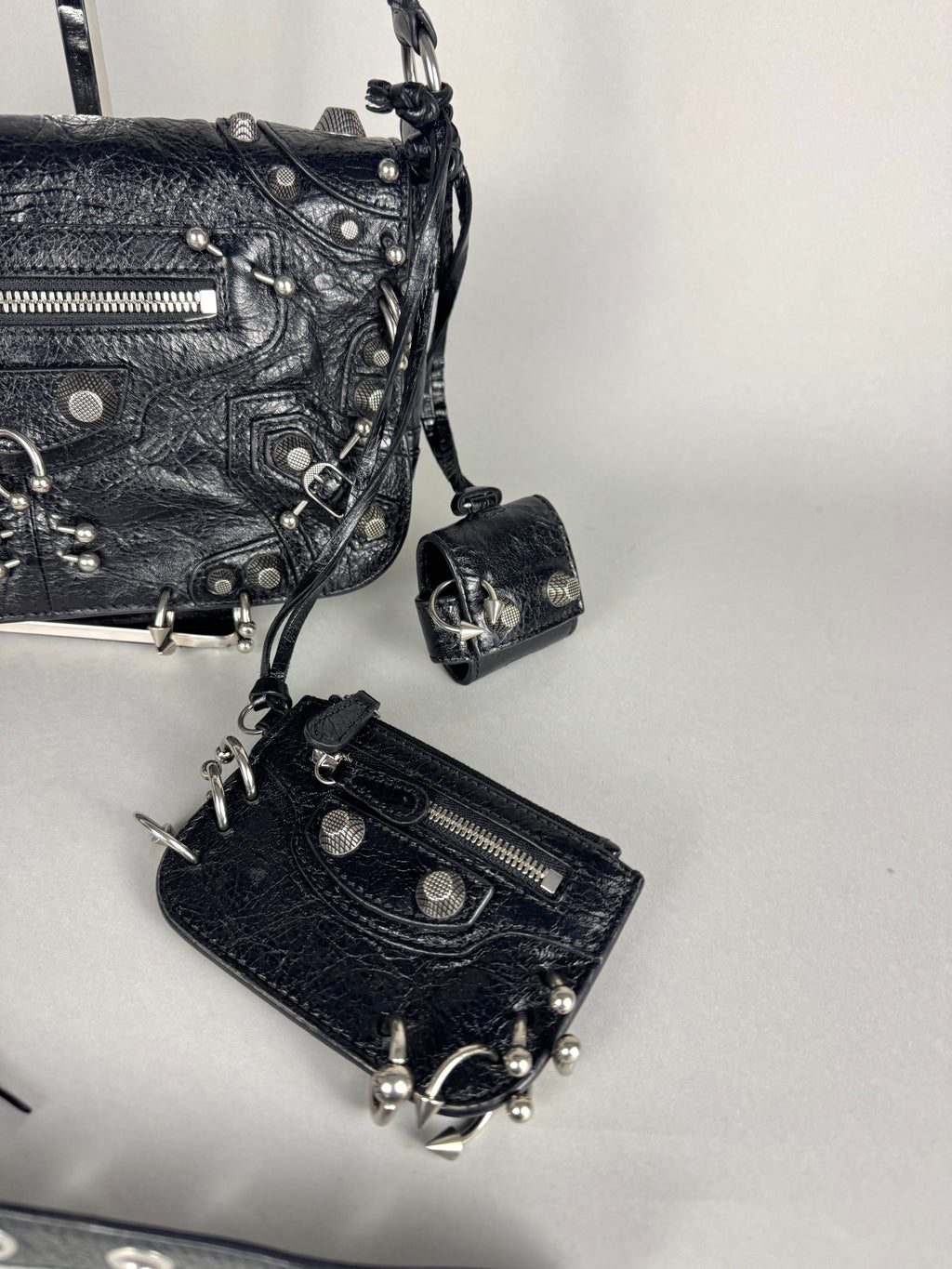 Balenciaga Agneau Arena XS Piercing Le Cagole Flap Bag Leather Black