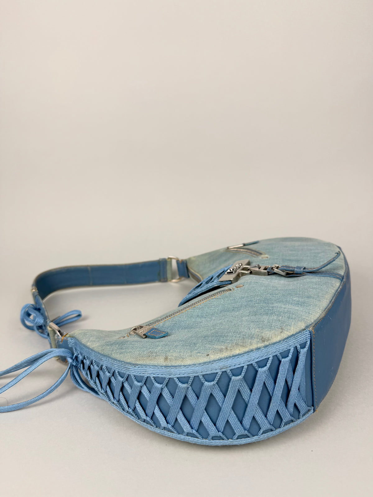 Christian Dior Denim Admit It Lace Up Corset Blue