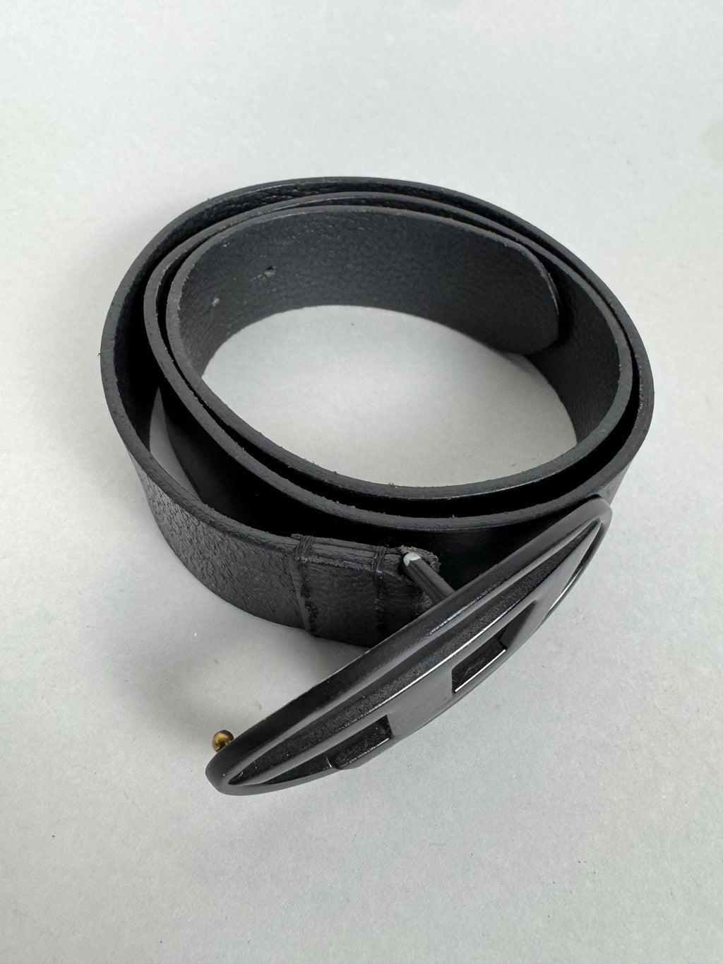 Diesel D Buckle Black Leather Belt