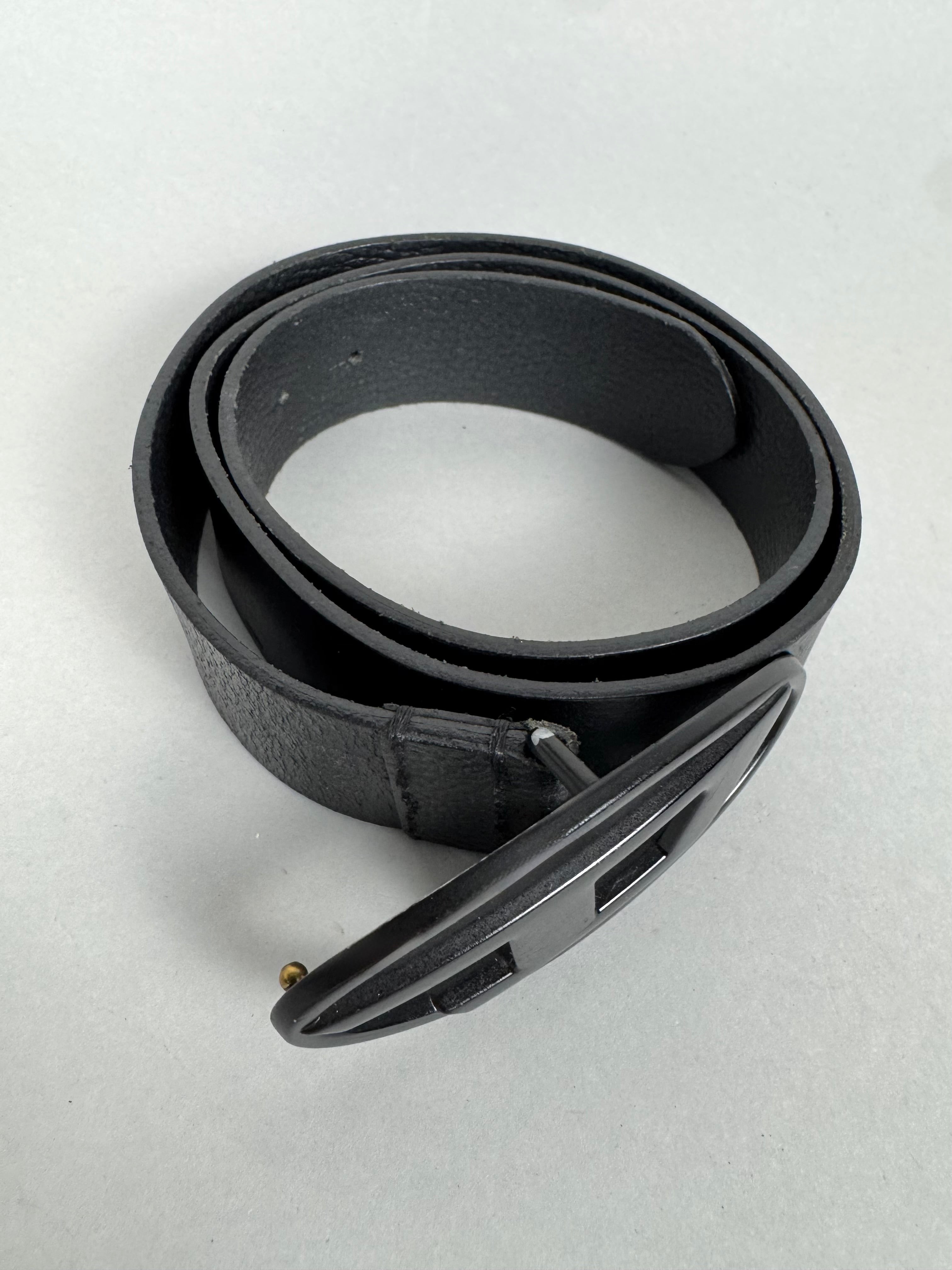 Diesel D Buckle Black Leather Belt