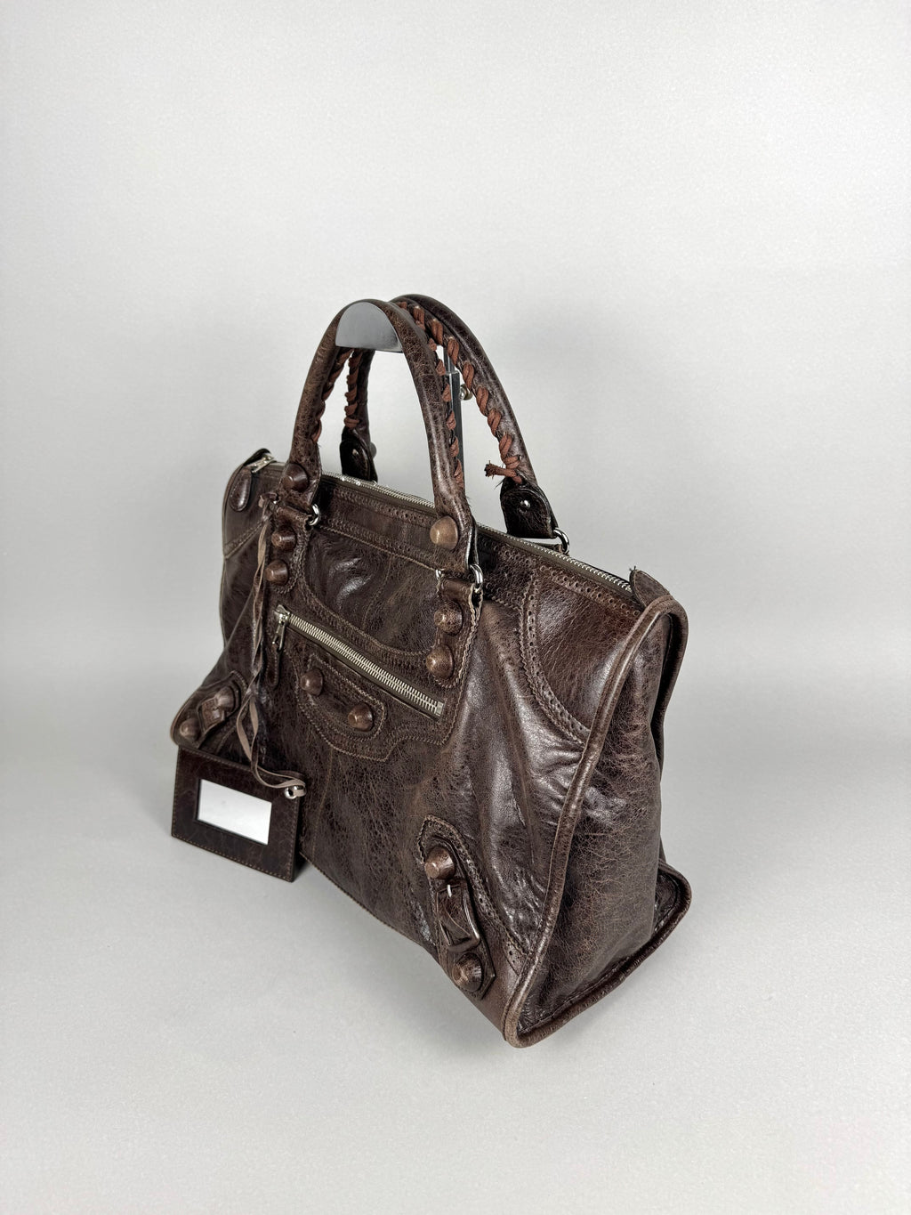 Balenciaga Giant 21 Leather Brown Covered Brogues Work Bag