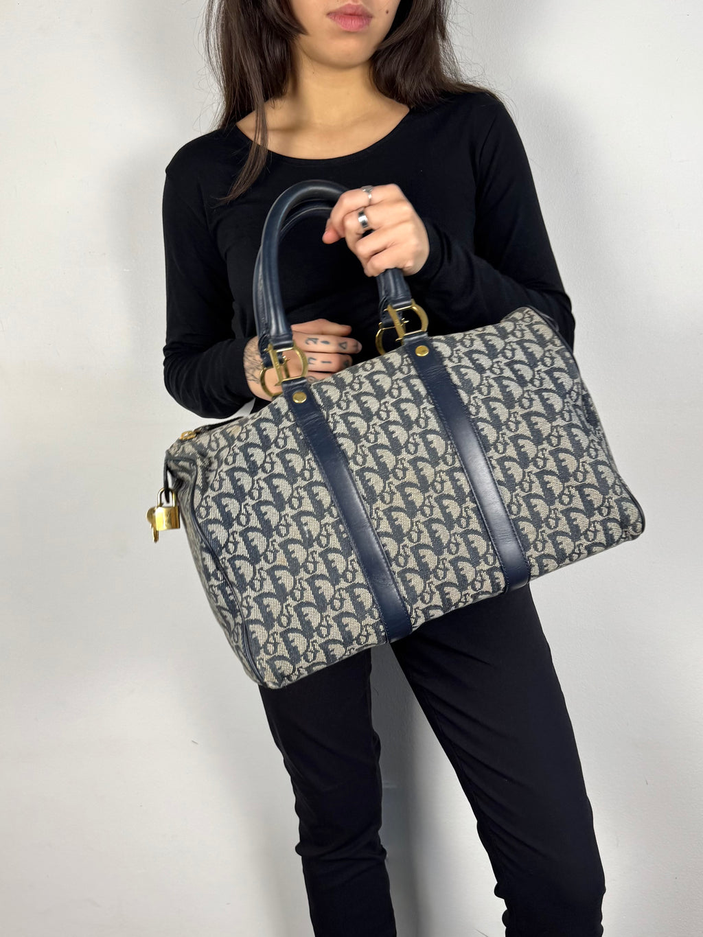 Christian Dior Monogram Trotter Boston Navy