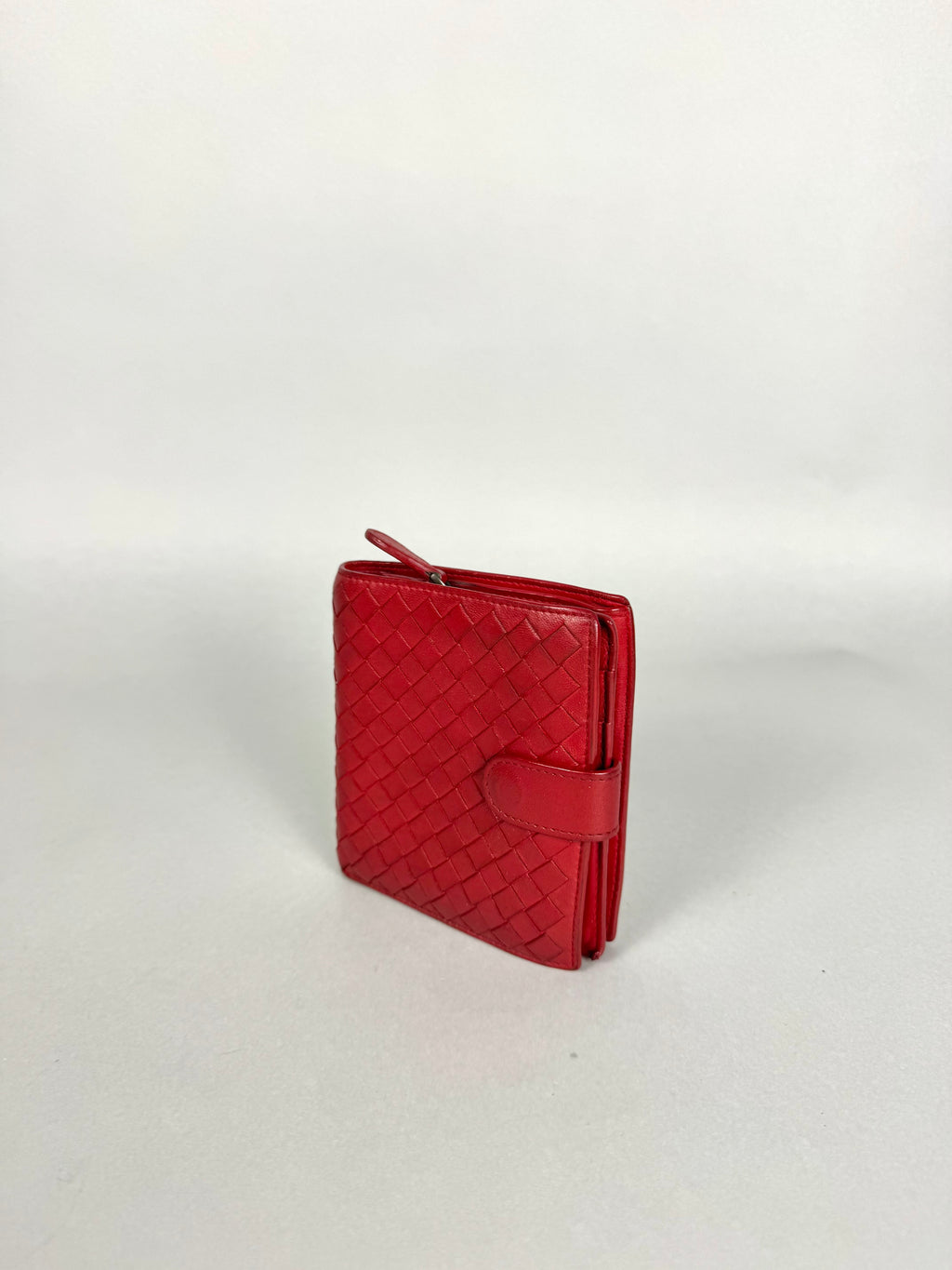 Bottega Veneta Intrecciato Red Leather Wallet