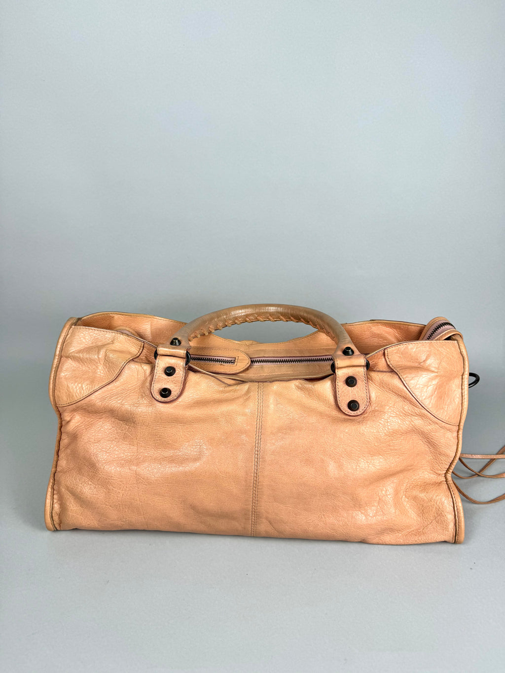 Balenciaga Cumin Lambskin Leather Motorcycle Part-Time Bag